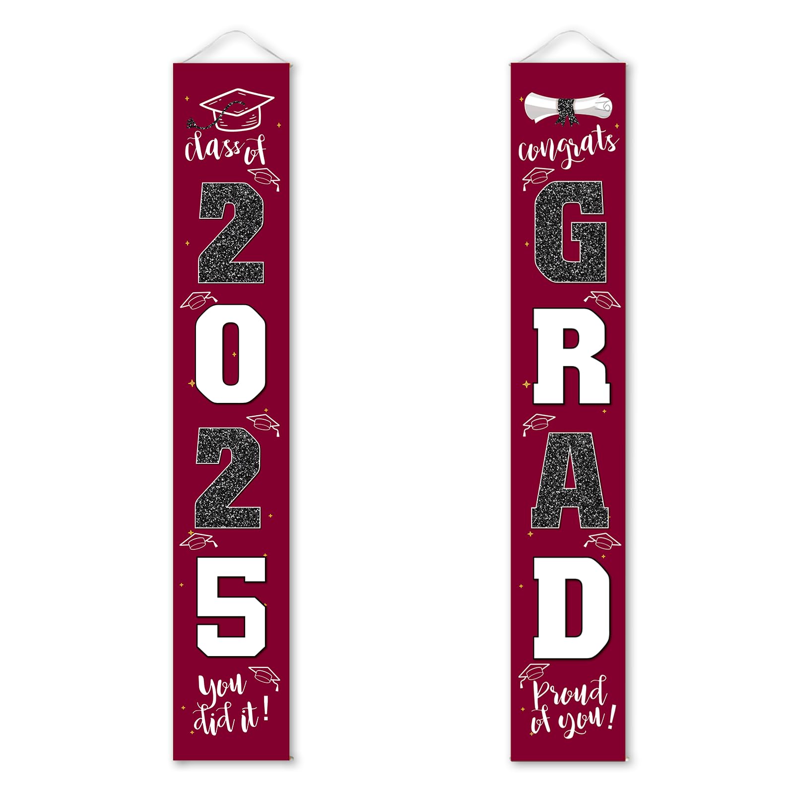 Class of 2025 Graduation Banner - Maroon Burgundy Red Porch Sign for Graduation Party Decorations | Perfect for Outdoor Yard Decor, Graduation Ceremony Backdrop & Photo Booth Props