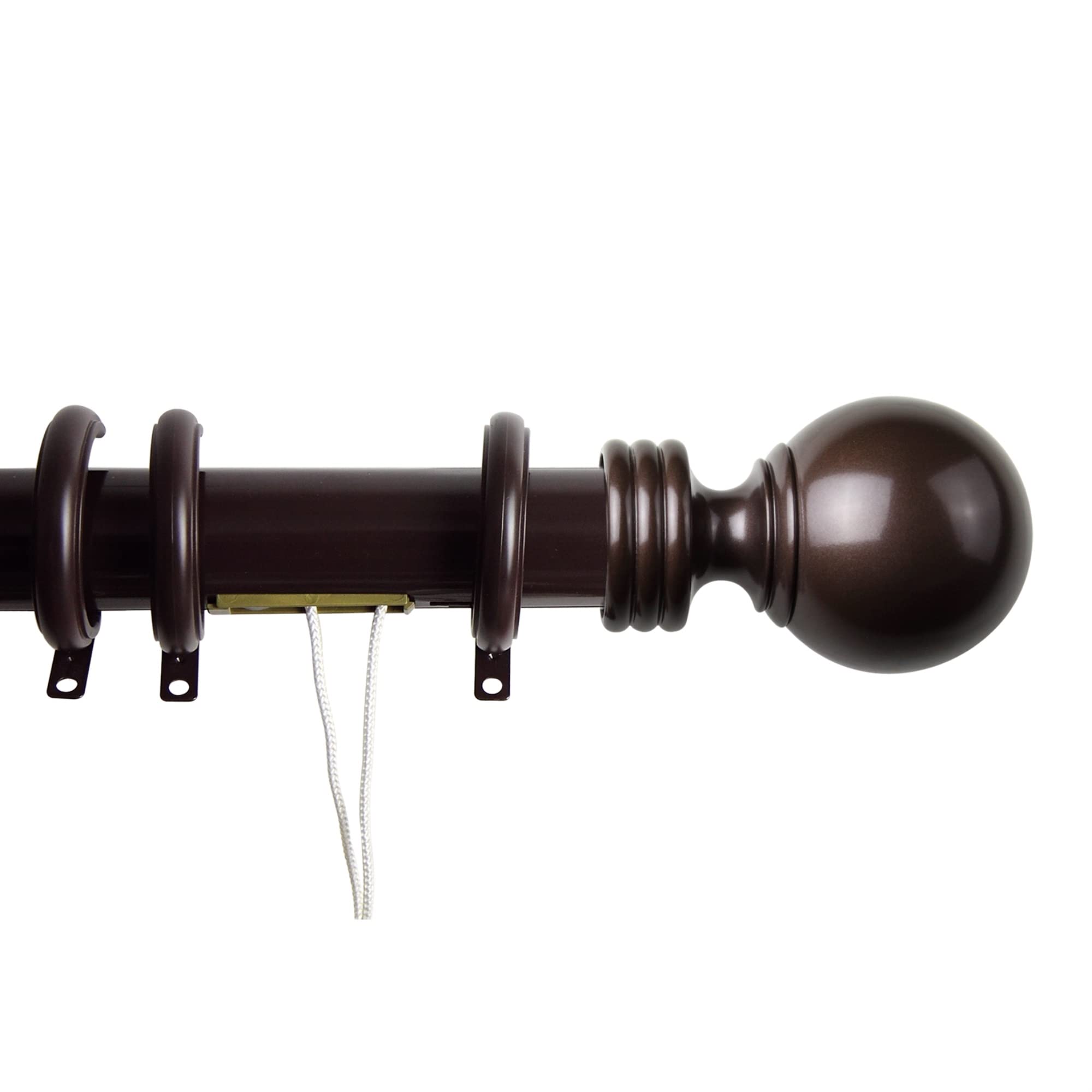 Astamoda Archie Decorative Traverse Curtain Rod with Rings 48 to 84 Inches - Cocoa Brown - Perfect for Living Room, Bedroom & Window Treatments