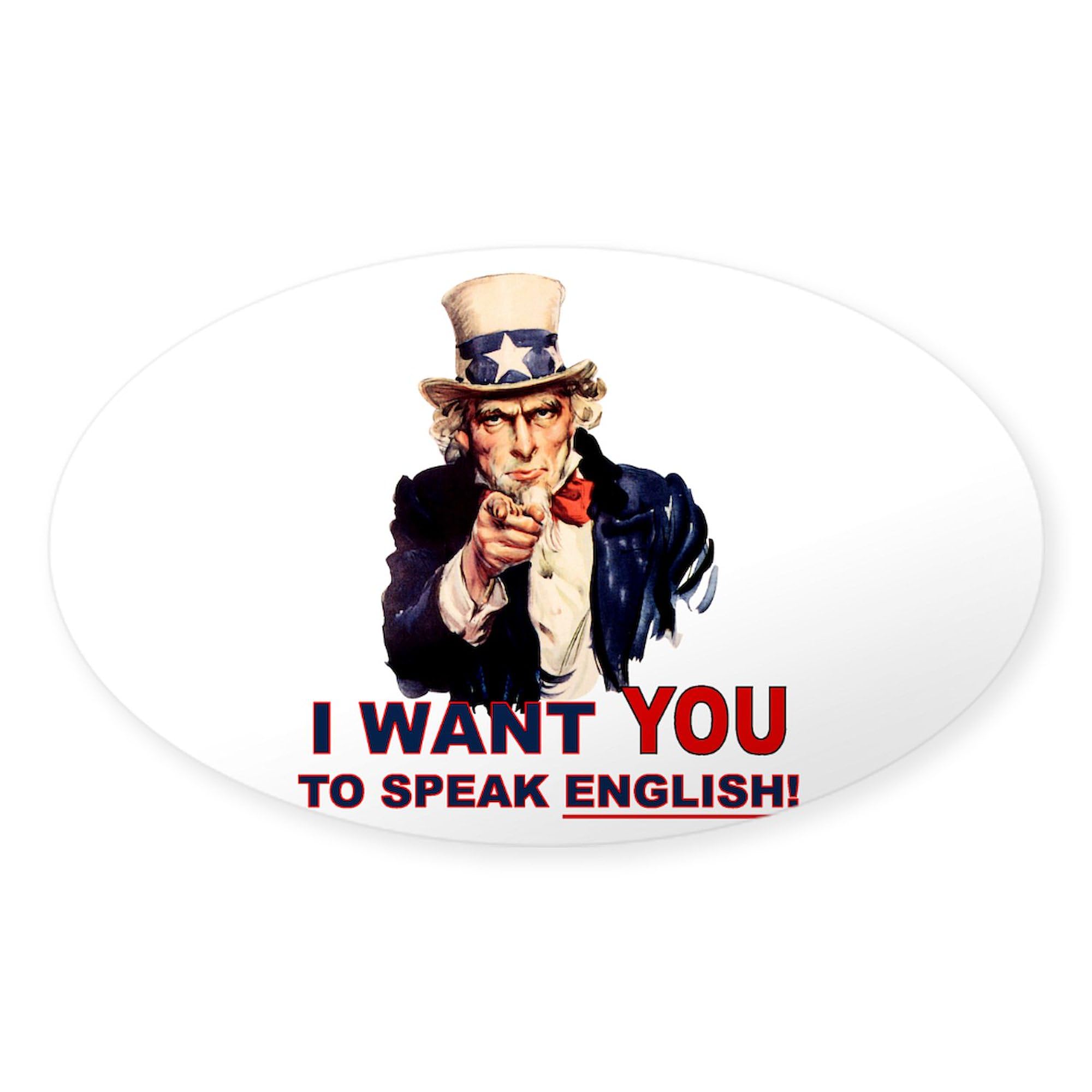 Funny 'Want You to Speak English' Oval Car Bumper Sticker - Waterproof Vinyl Decal for Cars, Laptops & Windows - Great for Language Lovers & Prank Gifts