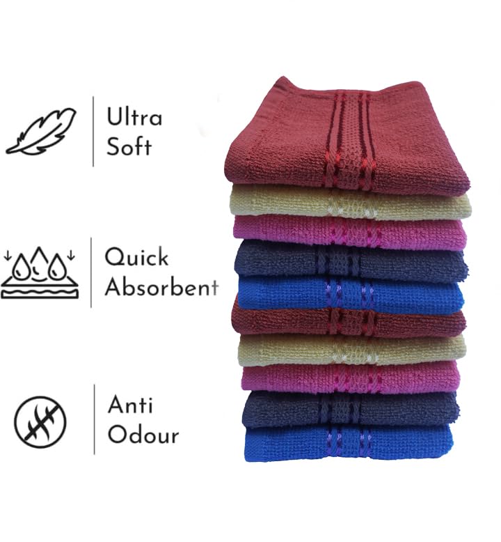 Premium Soft Loom Face Towels for Women & Babies - 10 Pack 10x10 Inch Gentle Washcloths, Handkerchiefs & Small Napkins - Perfect for Skincare, Newborn Care & Daily Use