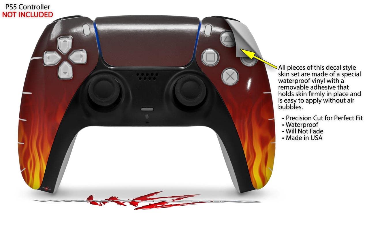 Sony PS5 DualSense Skin Wrap - Fire on Black for Gaming Protection