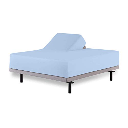 Split Top King Sheets for Adjustable Beds - 400 TC Light Blue Solid Split Head King Bedding Set (Fits 15