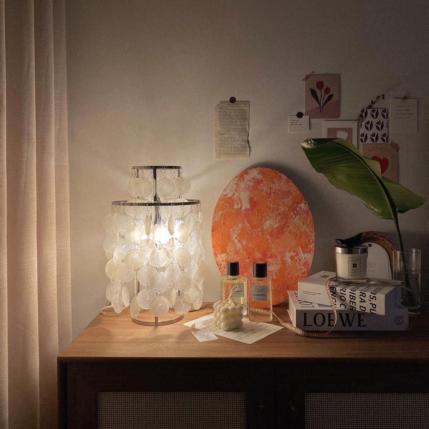Modern Round Shell Table Lamp - Stylish Bedside & Living Room Lighting for Home Decor | Perfect for Bedroom, Office & Reading Nook