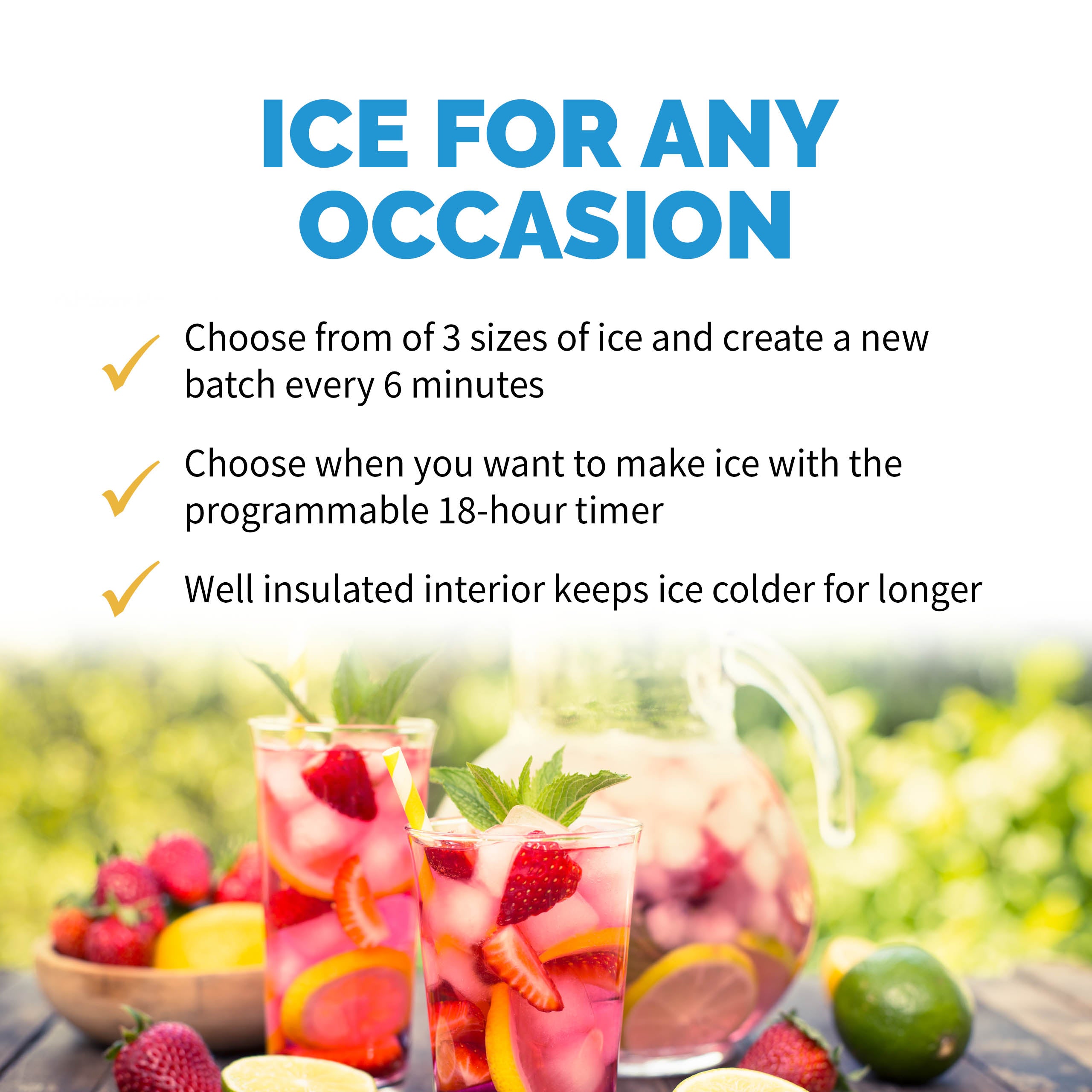 Newair® Countertop Ice Maker - 50 lbs/Day, Bullet Ice Machine for Home, Office, or Party - Fast & Portable Ice Maker in Red