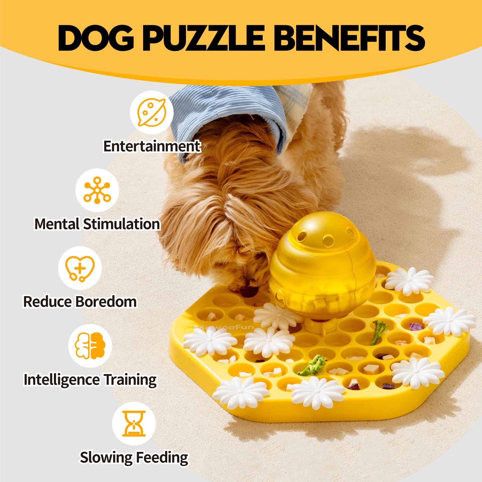 MEWOOFUN Interactive Dog Puzzle Toy for IQ Training & Mental Stimulation - Slow Feeder for Small, Medium & Large Dogs - Treat Dispensing Enrichment Toy for Smart Dogs - Perfect for Indoor Play & Boredom Relief
