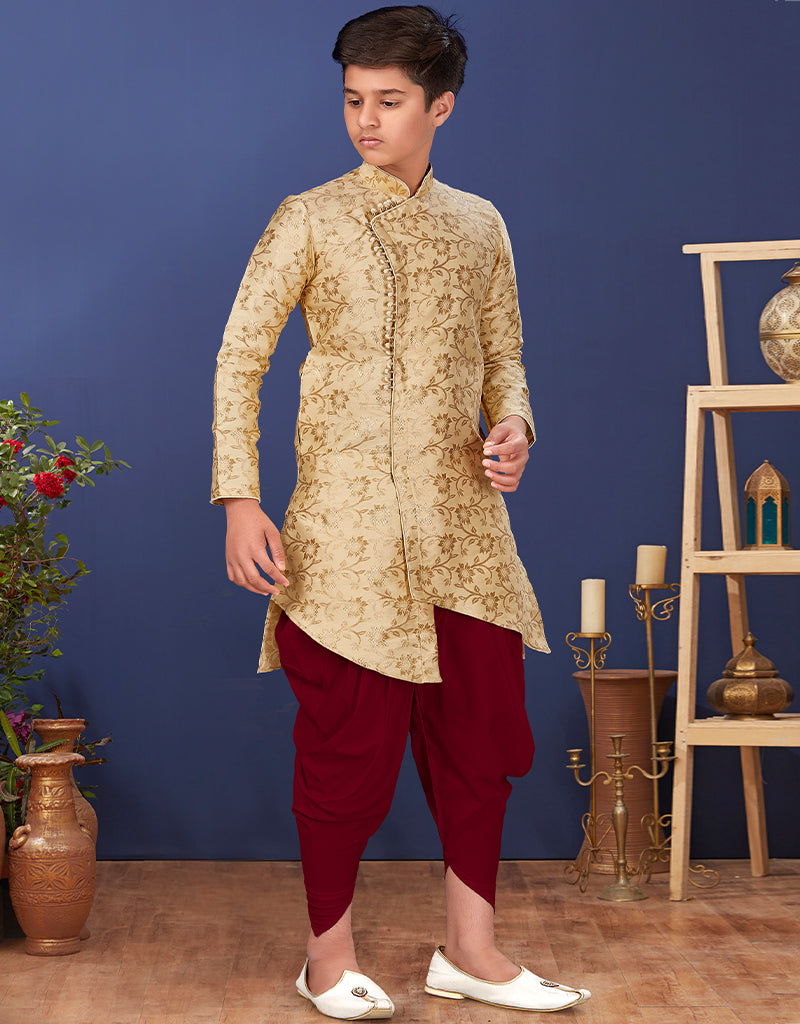 Premium Beige Kurta Pajama Set for Men - 100% Heavy Silk Comfort Wear - Perfect for Festivals, Weddings & Relaxing at Home