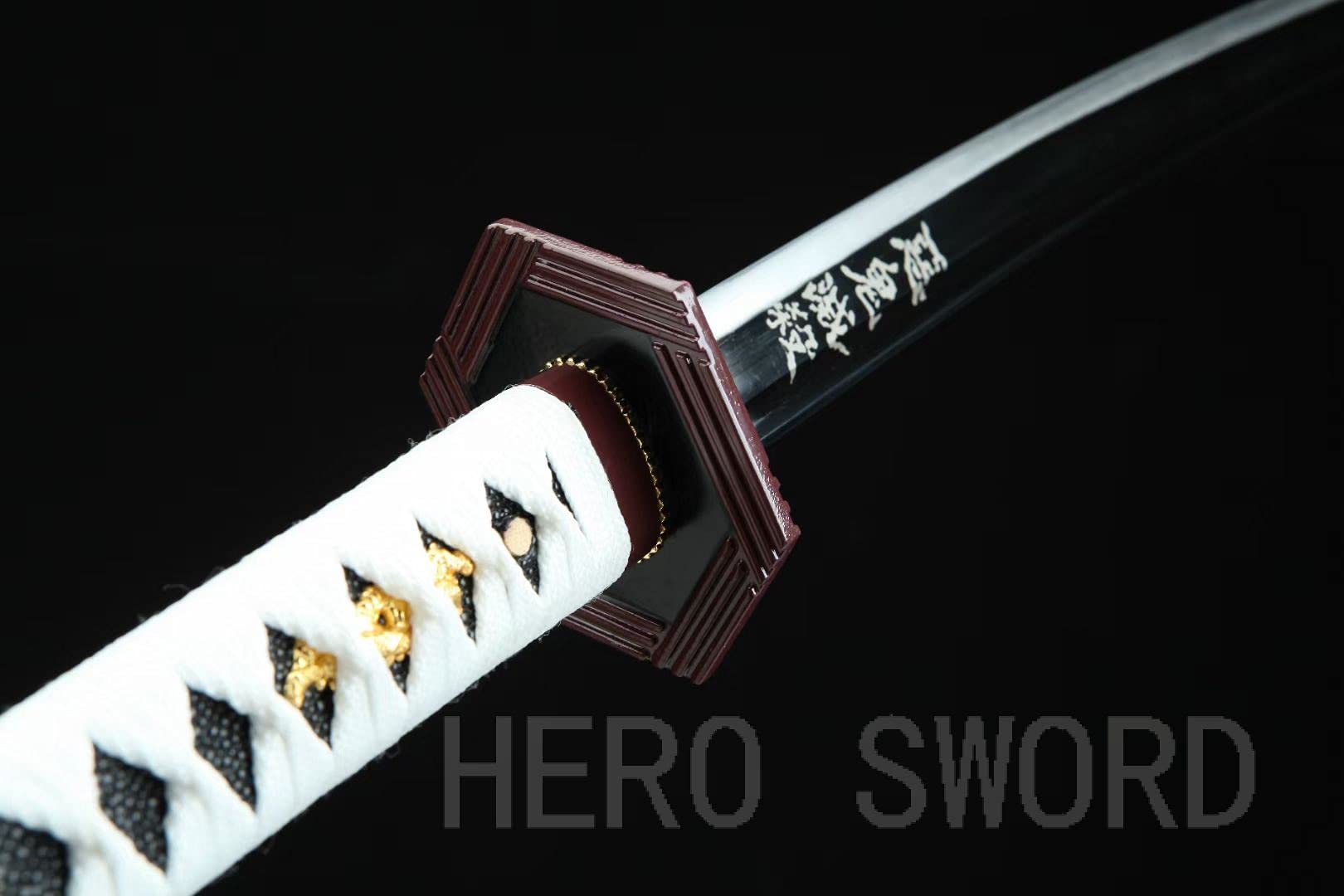 HERO SWORD Japanese Anime Katana - Hand Forged 1045 Carbon Steel Samurai Sword, Full Tang Handmade Sharp Blade - Demon Slayer Replica Sword for Cosplay, Martial Arts Training & Anime Collection
