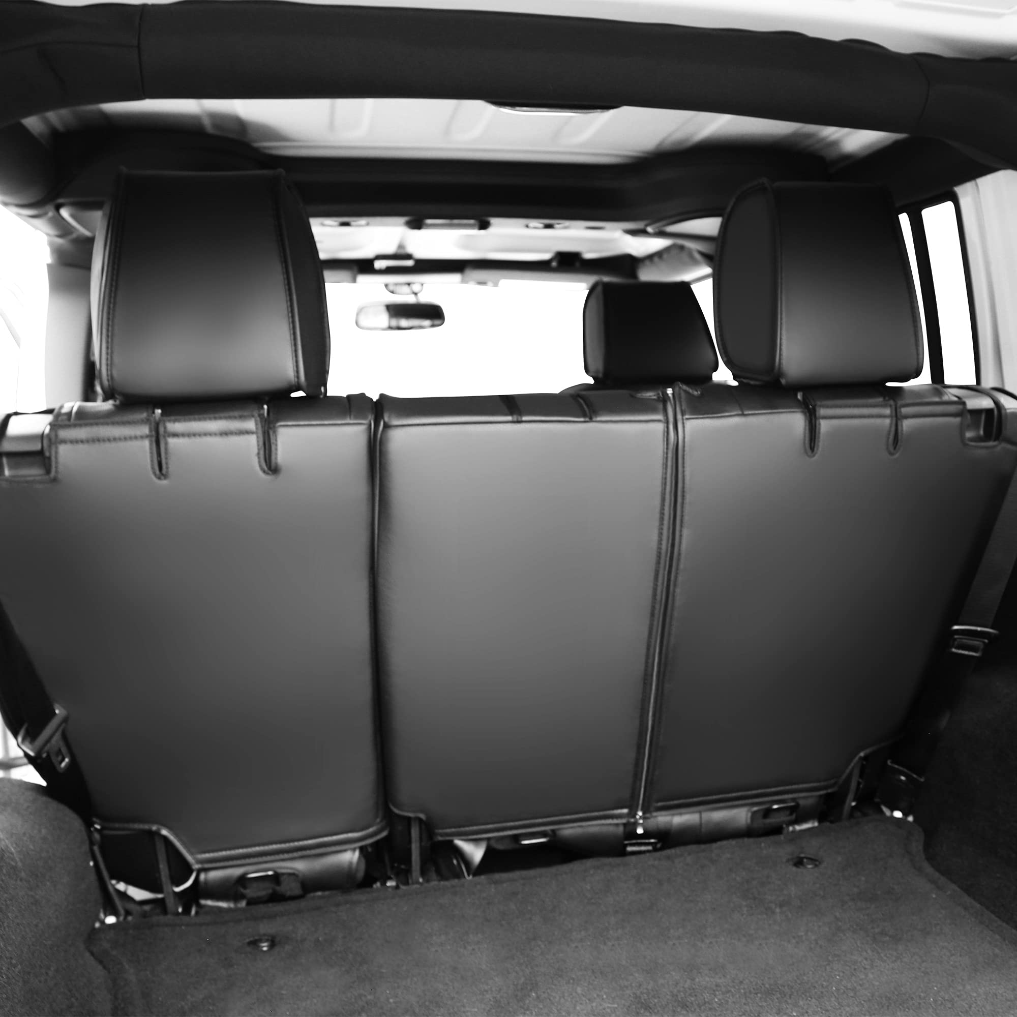 OASIS AUTO Custom Fit Waterproof Faux Leather Seat Covers for 2007-2017 Jeep Wrangler JK 4 Door - Full Set Car Seat Protectors Accessories (Black) | Durable Protection for Off-Roading, Daily Commuting & Adventure Travel