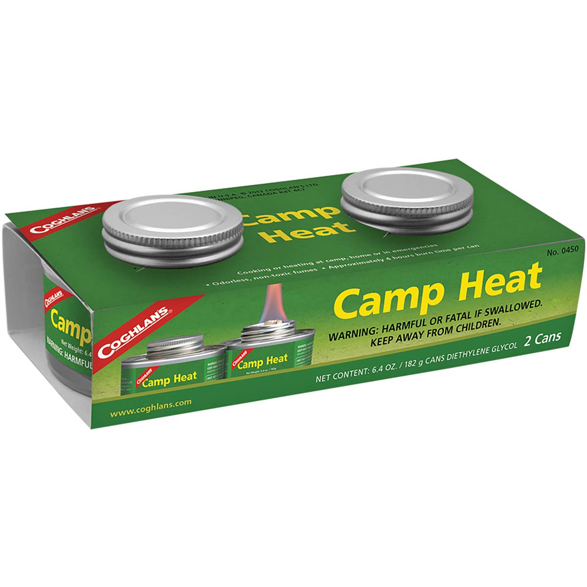 Coghlan's 450 Camp Heat Fuel - 3 Pack (6 Cans Total) - Portable Butane Fuel for Camping Stoves, Backpacking & Outdoor Cooking