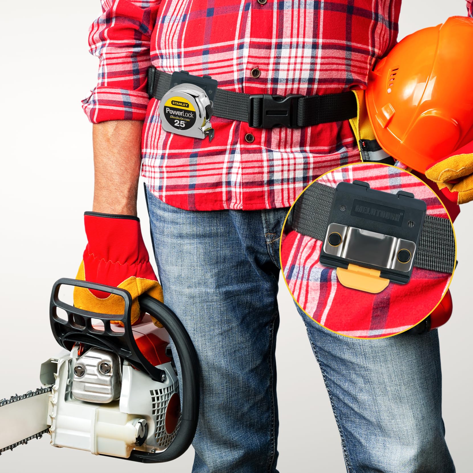 Best MELOTOUGH Tape Measure Holder - Durable Measuring Tape Holster & Clip for Tool Belt, Pocket, or Pants - Perfect for Construction, Carpentry & DIY Projects