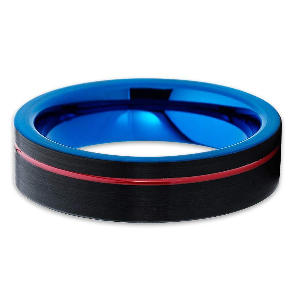 Red Tungsten Wedding Band for Men & Women - Comfort Fit Anniversary Ring in Black & Red Tungsten - Durable & Stylish for Everyday Wear, Proposals & Special Occasions
