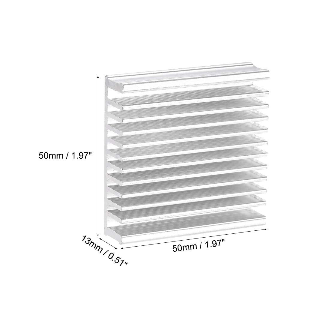 High Performance 50x50x13mm Silver Aluminum Heatsink for MOS GPU IC Chip Cooling - Perfect for PC Builds, Electronics Projects & DIY Repairs