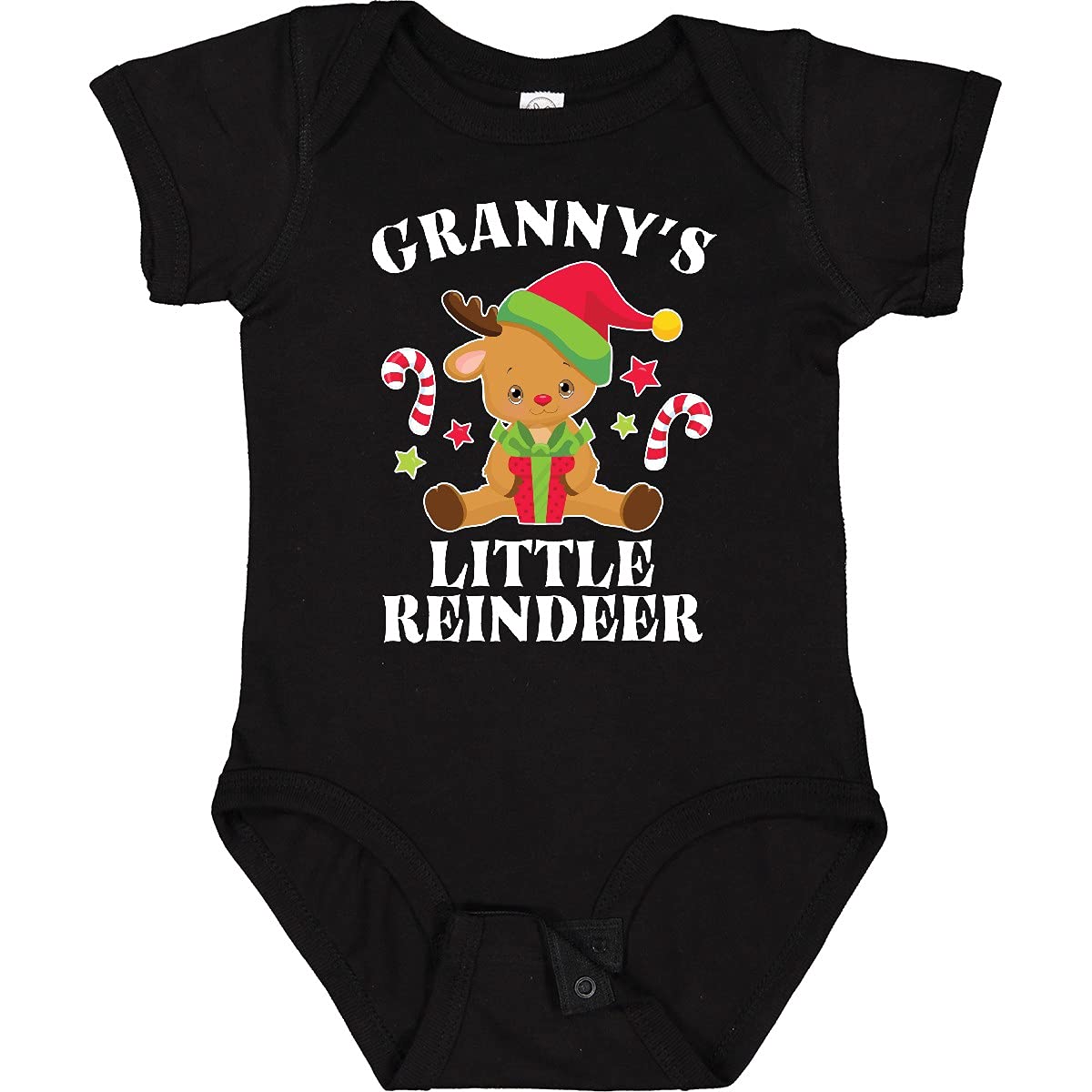 Inktastic Christmas Granny's Little Reindeer with Candy Canes Baby Bodysuit - Cute Holiday Outfit for Infants & Toddlers - Perfect for Christmas Photos, Family Gatherings & Festive Celebrations