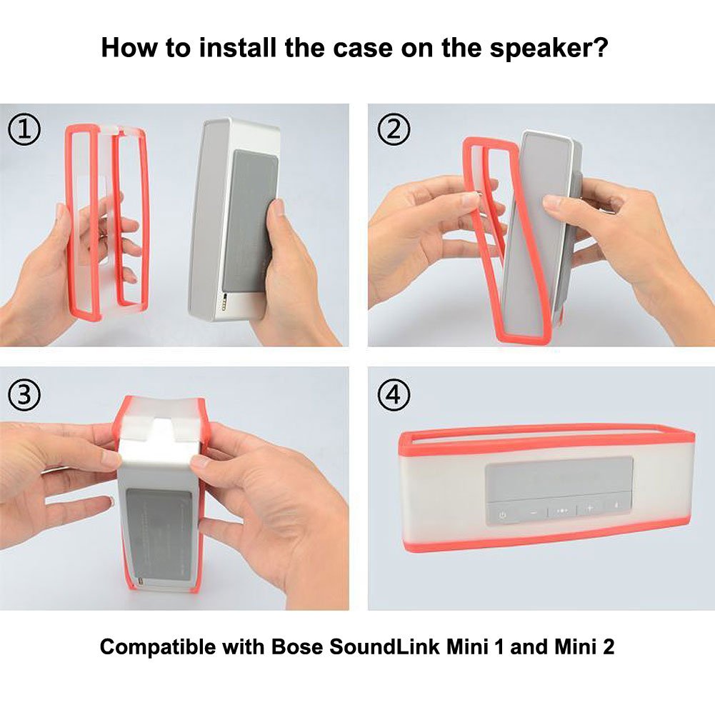 Bose SoundLink Mini II & Mini Bluetooth Speaker TPU Gel Soft Case Cover - Shockproof Protective Skin Pouch for Travel, Outdoor & Home Use - Gray