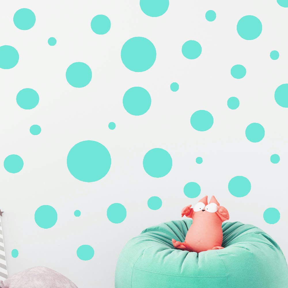 Polka Dot Wall Stickers - Self-Adhesive Vinyl Wall Decals for Home Decor, Nursery, Kids Room & Office (Mint Green Circles, Easy to Apply & Remove)