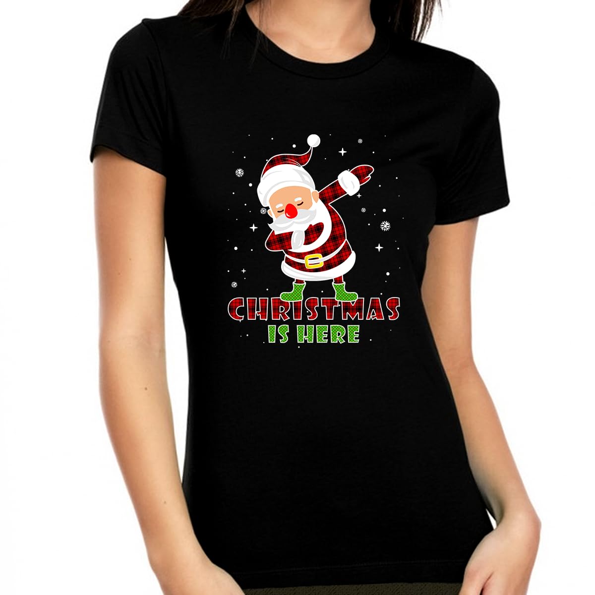 Funny Christmas Shirts for Women - Festive Holiday Plaid Shirt - Cute Xmas Outfits for Parties & Family Gatherings