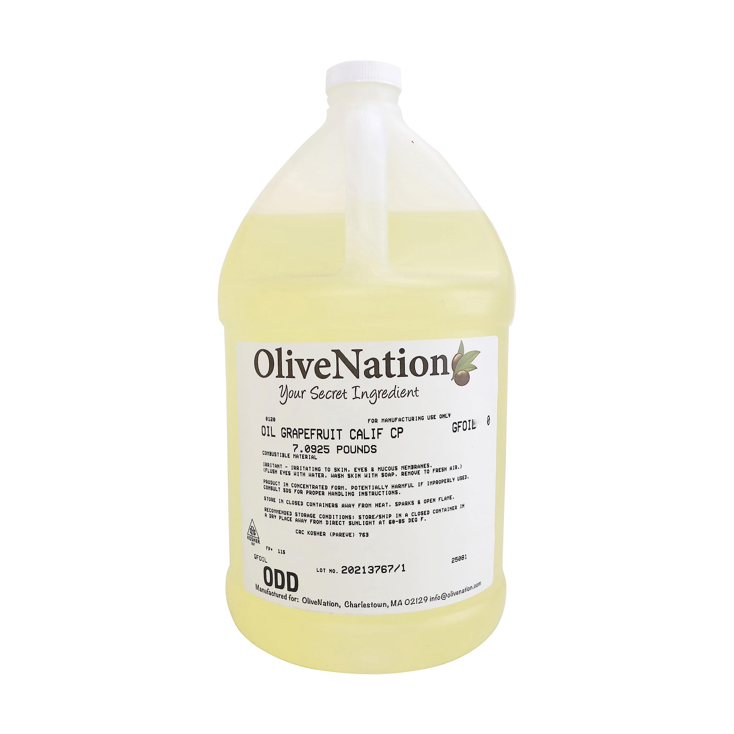 OliveNation 100% Pure Grapefruit Essential Oil - 16oz Food Grade, Non-GMO, Gluten Free, Kosher & Vegan - Perfect for Baking, Candy Making, Chocolate Flavoring & Cooking | Great for Aromatherapy & DIY Skincare