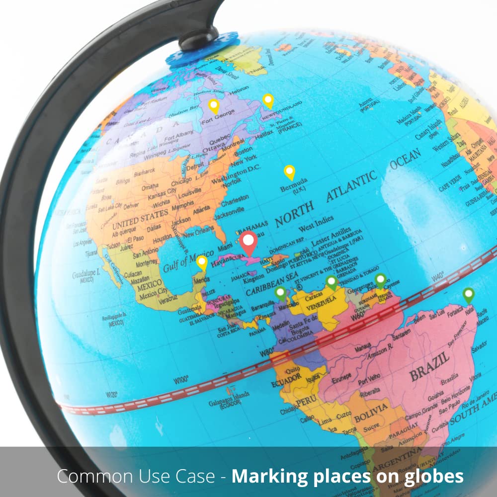 DealzEpic Self-Adhesive Map Location Marker Stickers - Peel & Stick Pointer Labels for Maps, Planners & Bulletin Boards - Perfect for Office Organization, Travel Planning & Classroom Projects