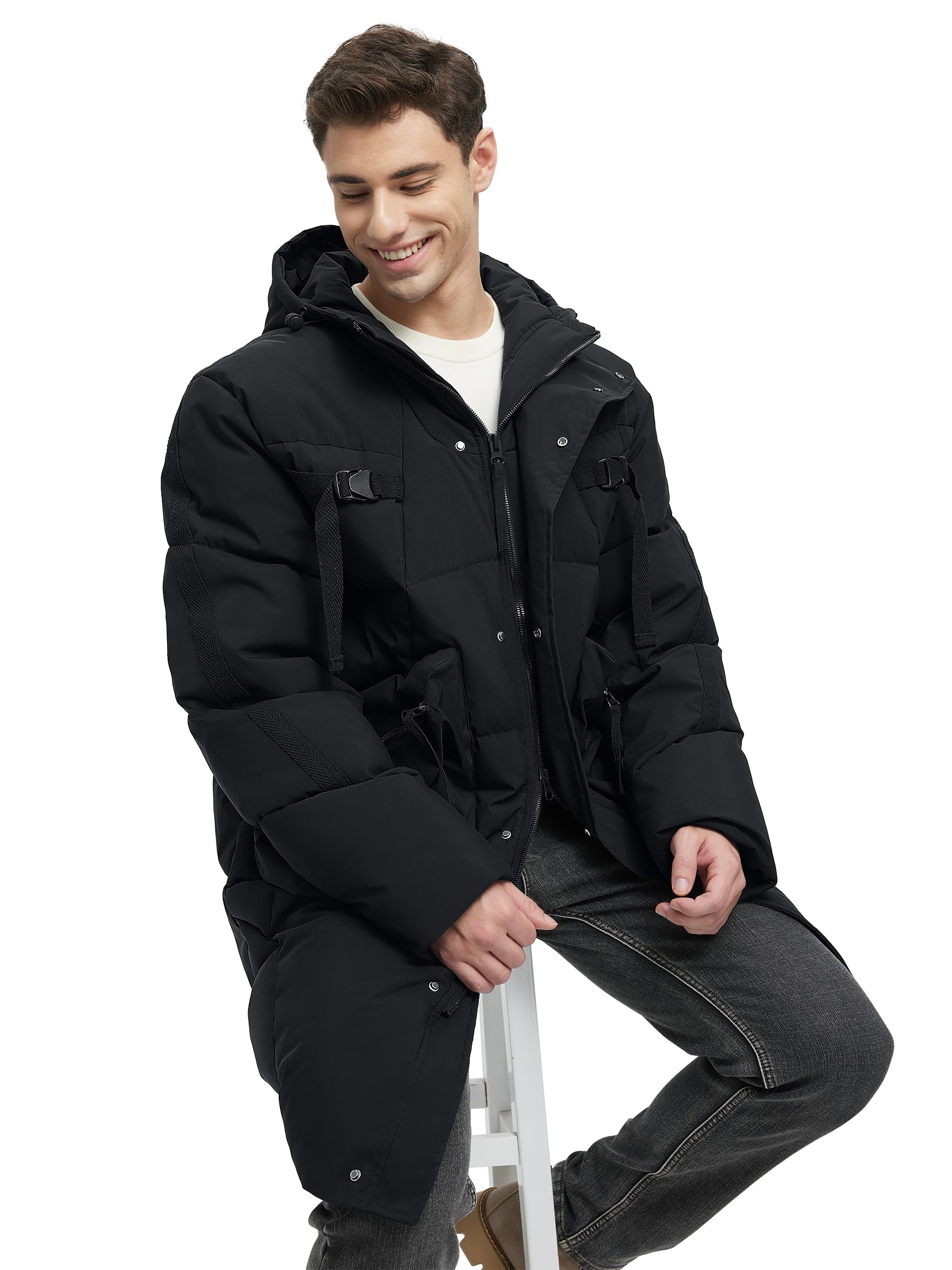 2024 Men's Waterproof Winter Jacket - Heavyweight Hooded Long Coat for Cold Weather | Warm & Windproof Outdoor Winter Coat for Hiking, Snowboarding & Daily Use