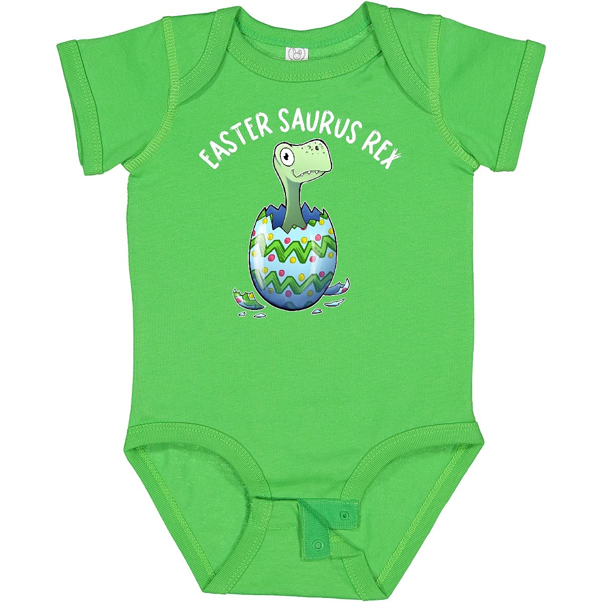Inktastic Easter Saurus Rex Dinosaur Hatching Easter Egg Baby Bodysuit - Cute Dinosaur Themed Onesie for Easter Outfits, Baby Shower Gifts & Holiday Photo Shoots