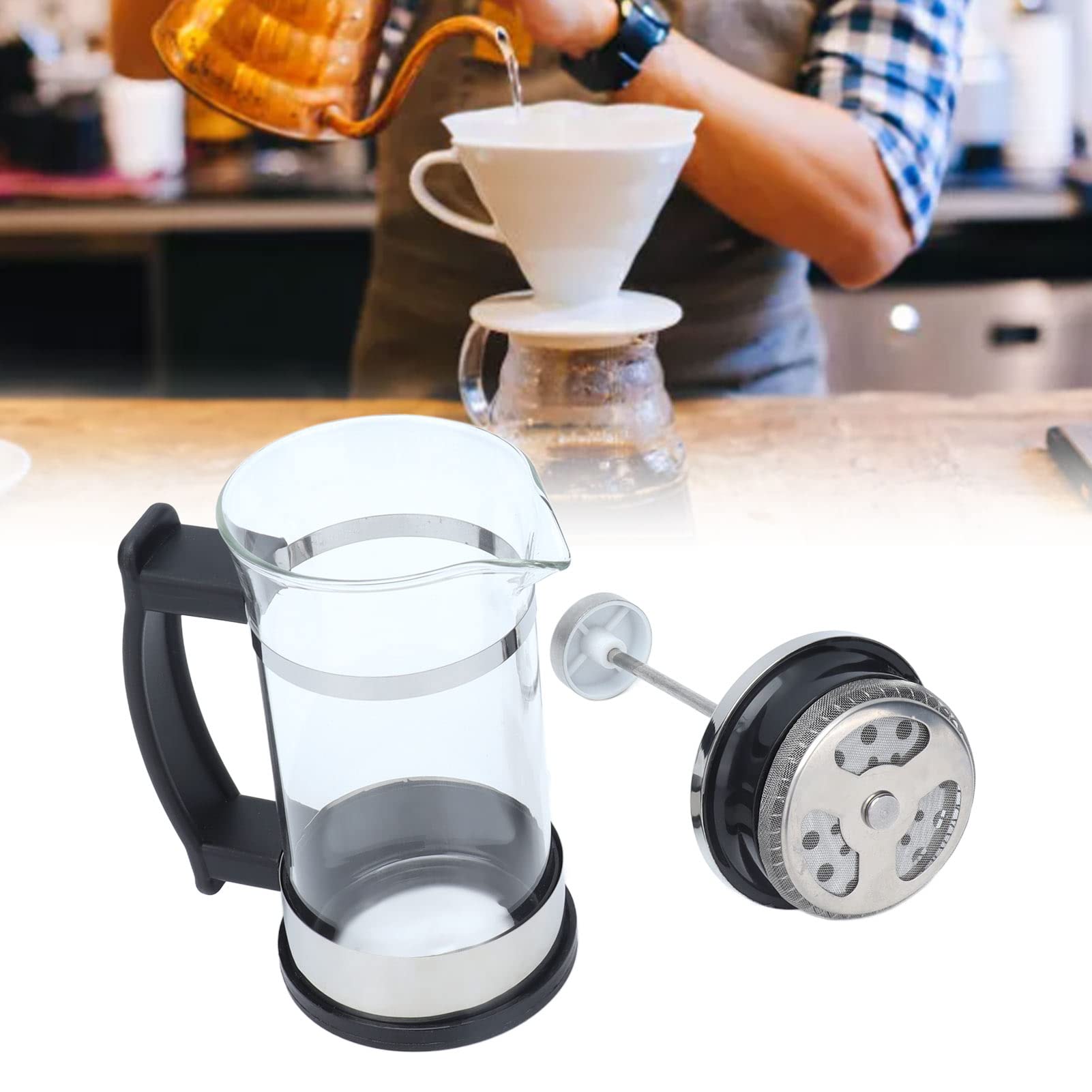 Stainless Steel French Press Coffee Maker - 350ml Hand Brew Coffee Press Pot with Mug for Home, Office & Travel | Perfect for Espresso, Tea & Cold Brew