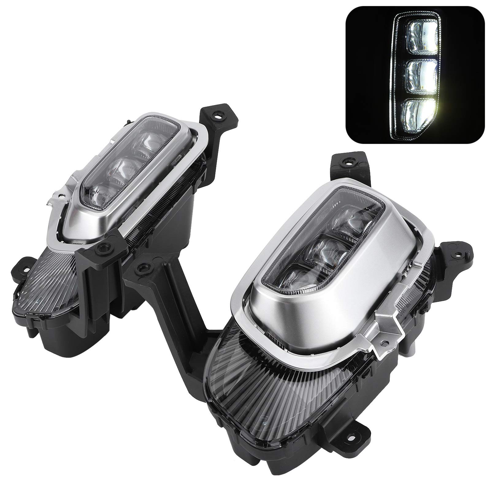 KIMISS LED Daytime Running Lights DRL Fog Lamp Cover - Clear Lens Spot Flood Driving Lights for 2020-2021 Cars - Perfect for Night Driving & Off-Road Adventures