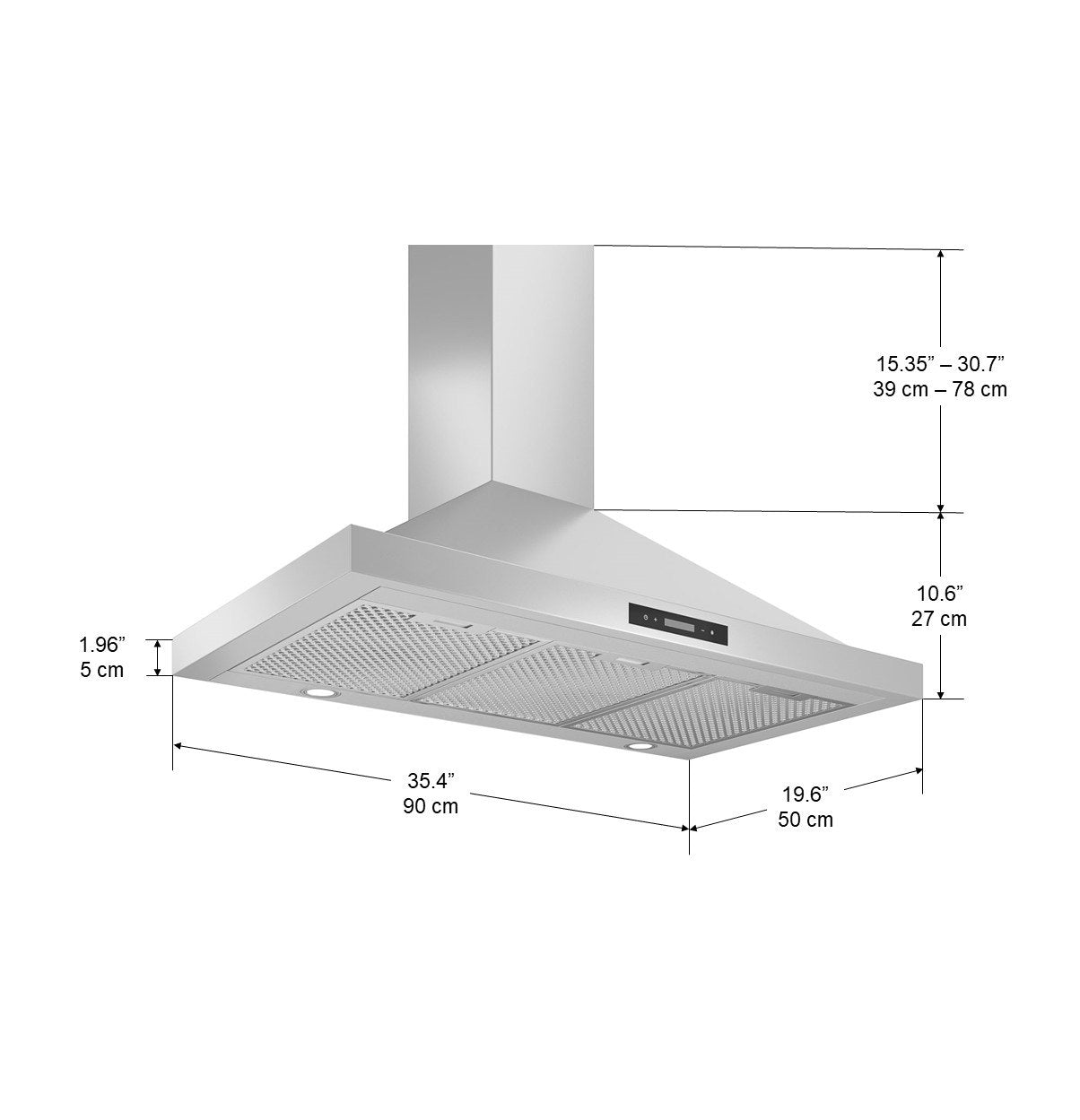 WPR436 Convertible Wall Pyramid Range Hood - Stainless Steel Kitchen Vent Hood with 3 Speed Settings - Perfect for Modern Home Cooking & BBQ Outdoor Use