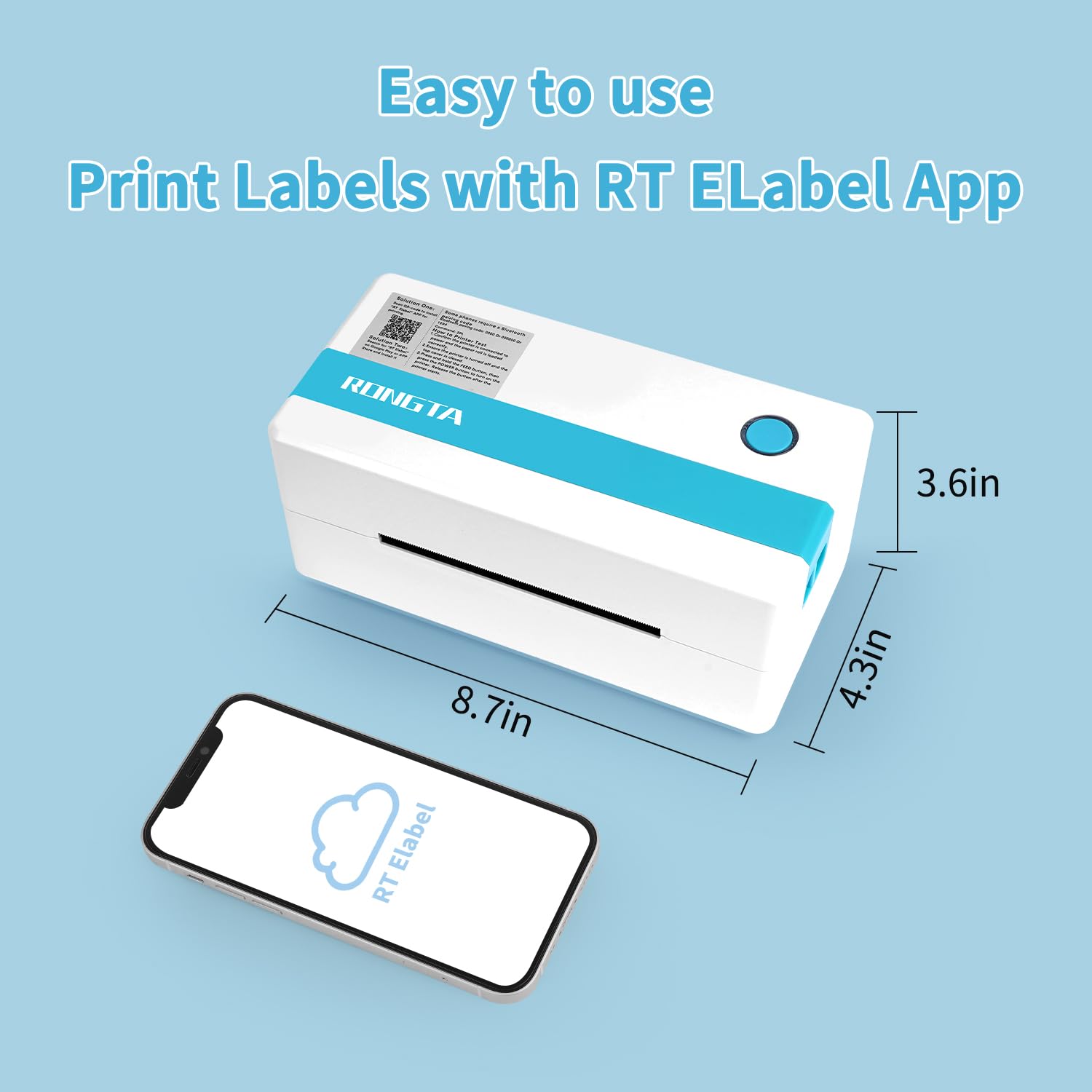 Rongta Bluetooth Thermal Shipping Label Printer - Wireless 4x6 Label Sticker Printer for Packages | Compatible with Windows, Mac, Android & iOS | Ideal for Amazon, eBay, Etsy, Shopify Sellers | Perfect for Home Business, Warehouse & E-commerce Shipping