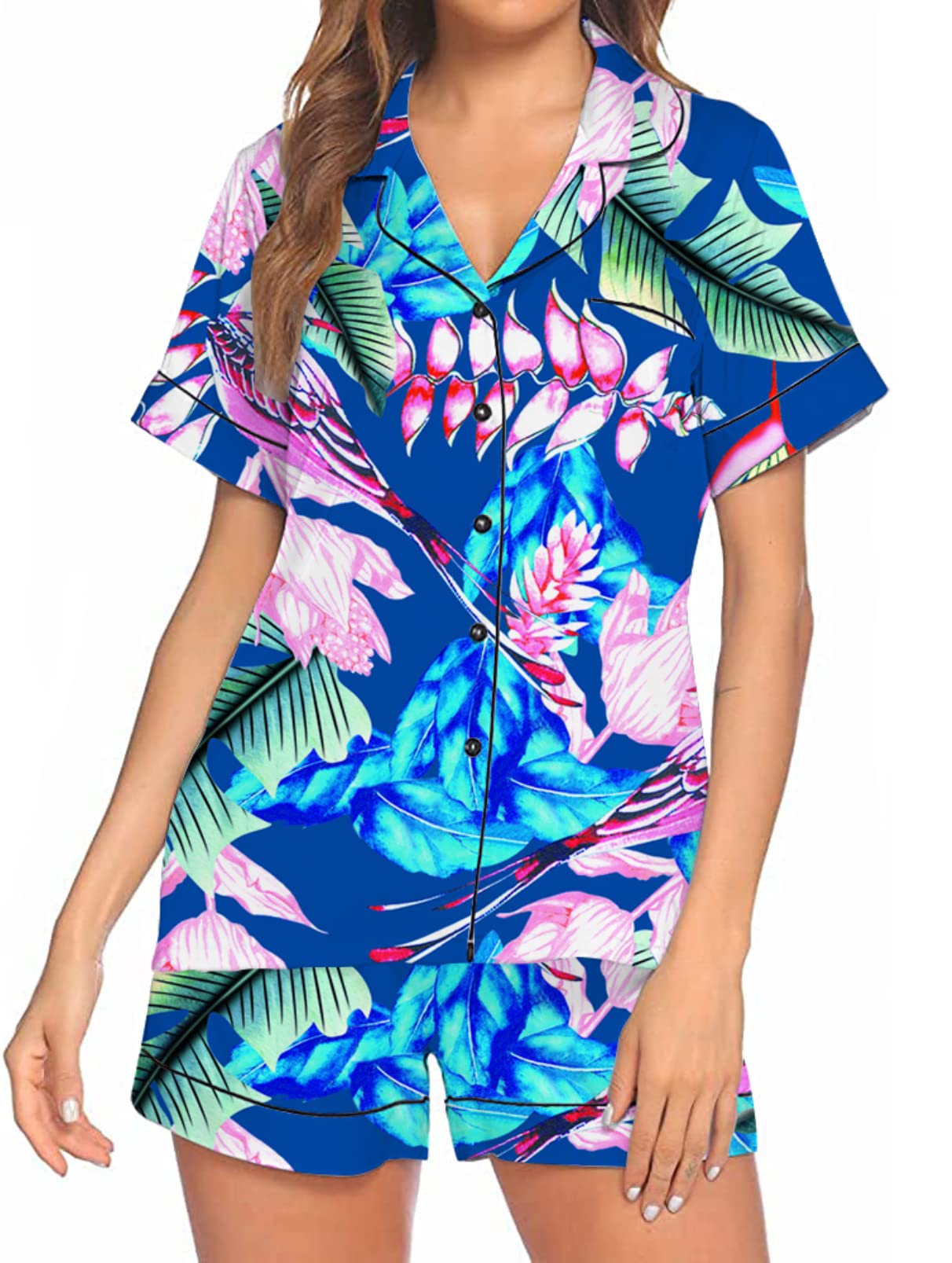 Honeystore Women's Pajama Set - Soft Sleepwear Button Down Nightwear PJ Lounge Set for Women - Perfect for Sleeping, Lounging & Relaxing at Home
