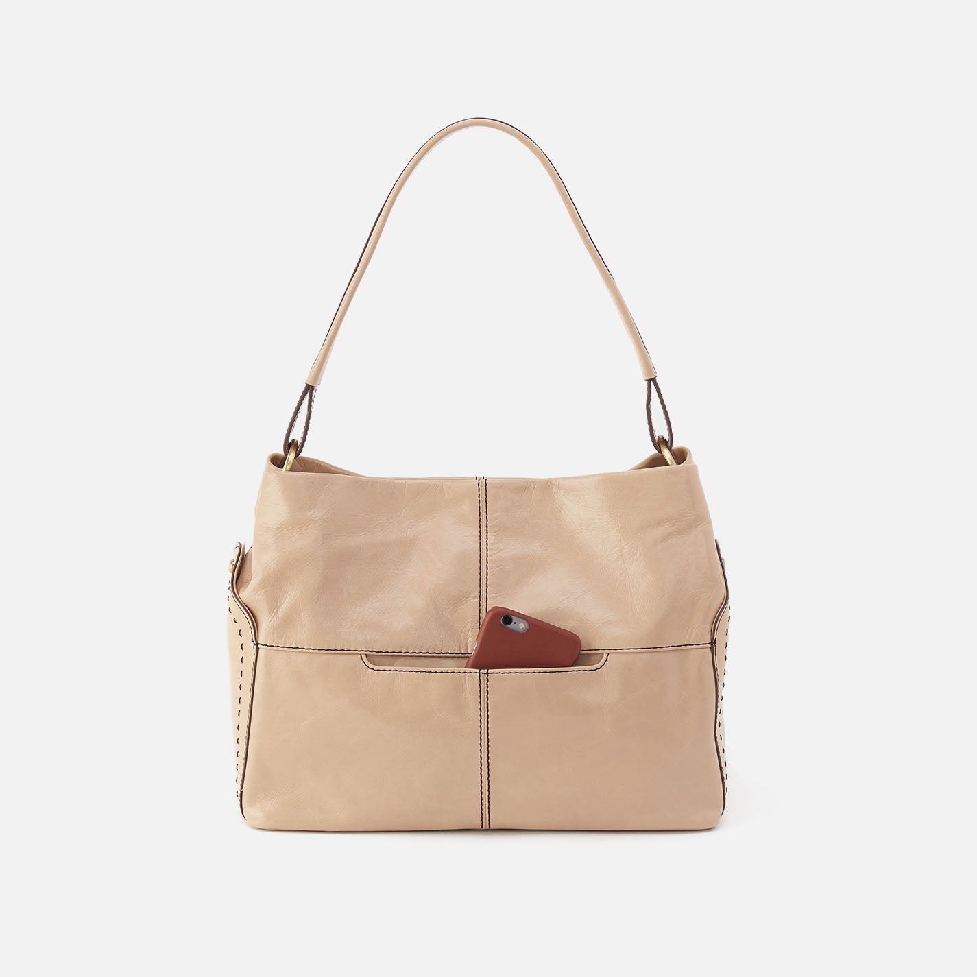 Premium Seneca Shoulder Bag in Polished Leather - Sand Color | Stylish Crossbody Purse for Women | Perfect for Work, Travel & Everyday Use