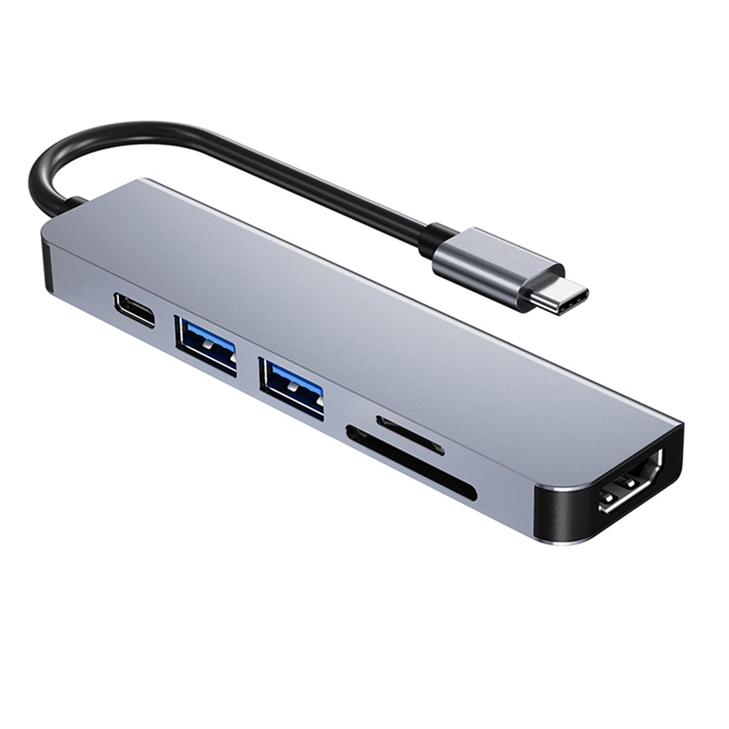 6-in-1 USB C Hub Adapter for MacBook Pro/Air - 4K HDMI, USB 3.0 Ports, Type-C Multiport Dongle Compatible with Laptops, Smartphones & USB-C Devices - Perfect for Home Office, Travel & Presentations