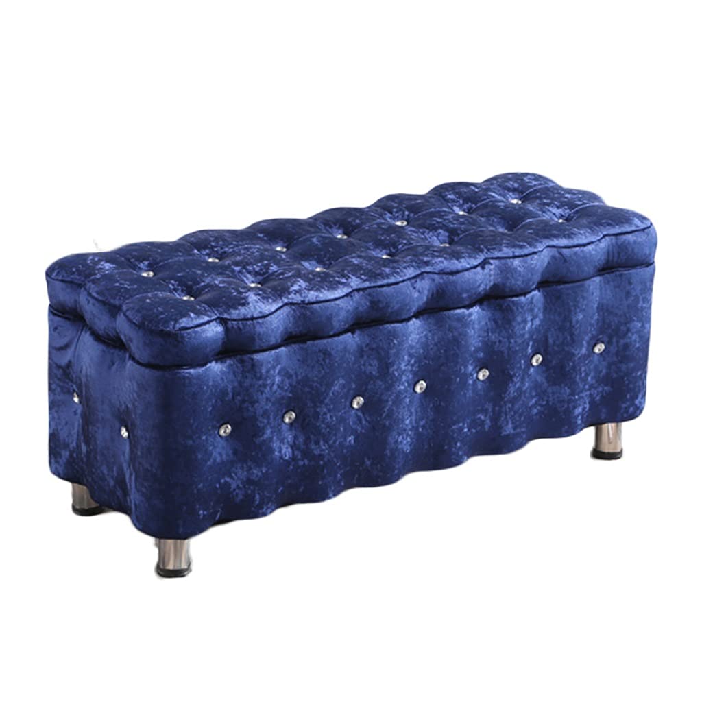 Royal Blue Storage Ottoman Bench - 90x40x40cm Multi-Functional Footstool with Hidden Storage for Entryway, Living Room & Home Office - Space-Saving Seat & Organizer for Small Spaces