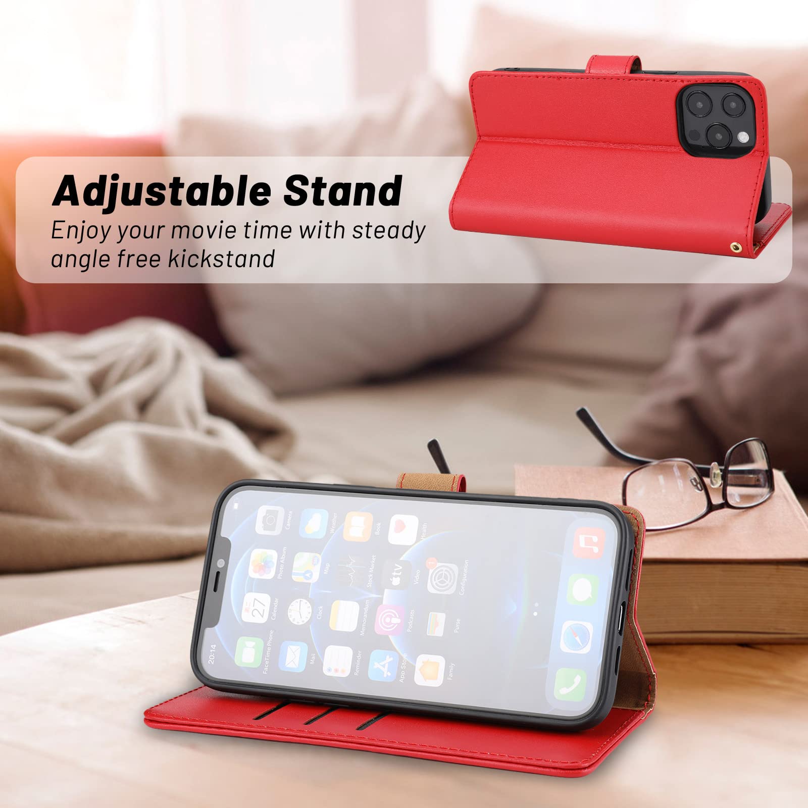 Premium Genuine Leather Flip Wallet Case for iPhone 13 Pro Max (6.7