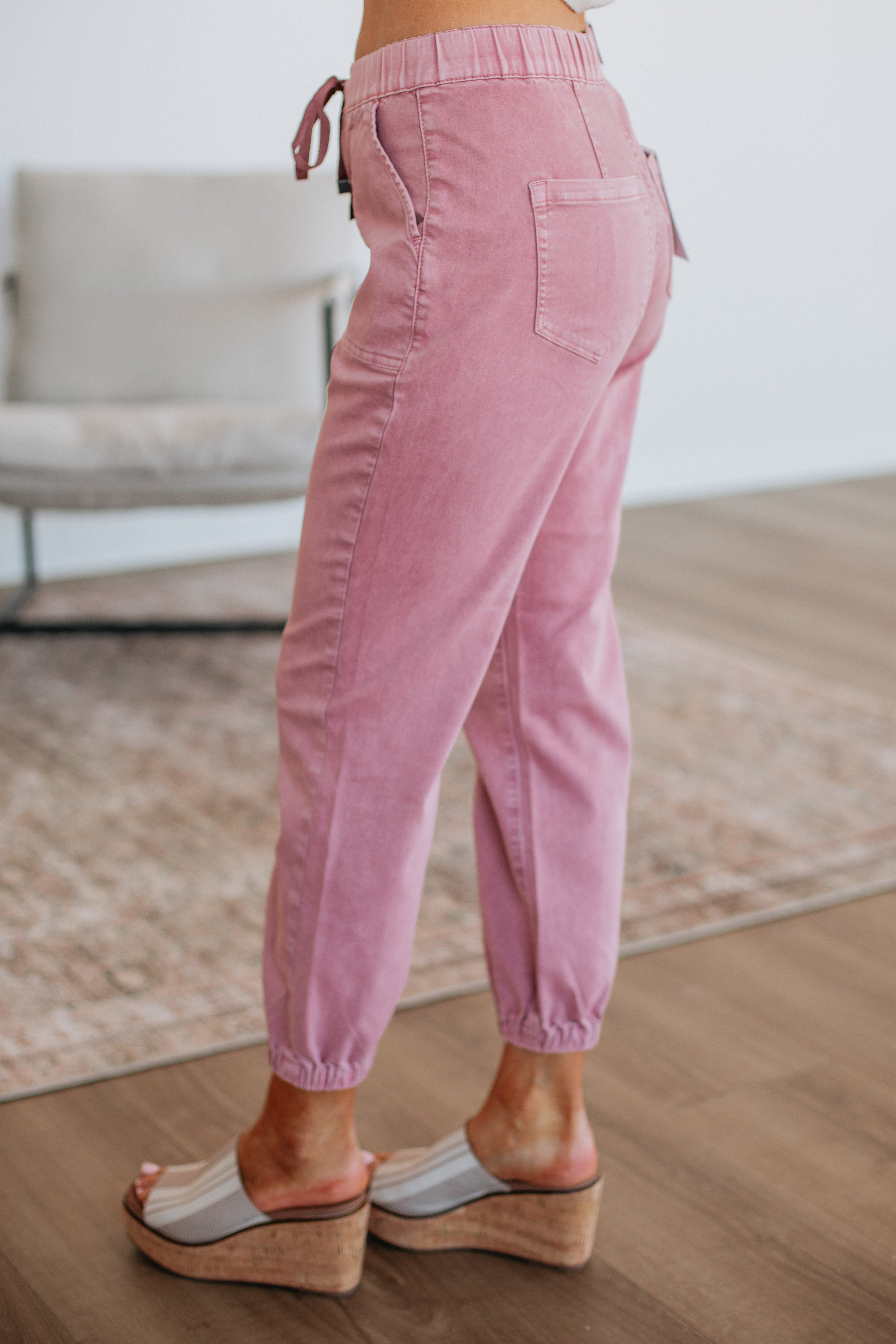 Drea Mica Joggers for Women - Soft High Waisted Lounge Pants, Blush Pink - Perfect for Yoga, Running, Travel & Home Relaxation