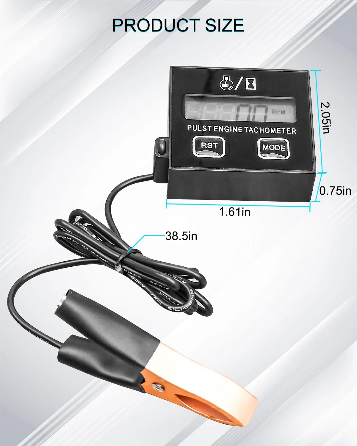 Digital Inductive RPM Tachometer for Small Engines - Accurate Tach Tool for Chainsaw, Lawn Mower, Generator, ATV, Dirt Bike, Boat & Tractor | Perfect for Engine Maintenance, Tuning & Performance Testing