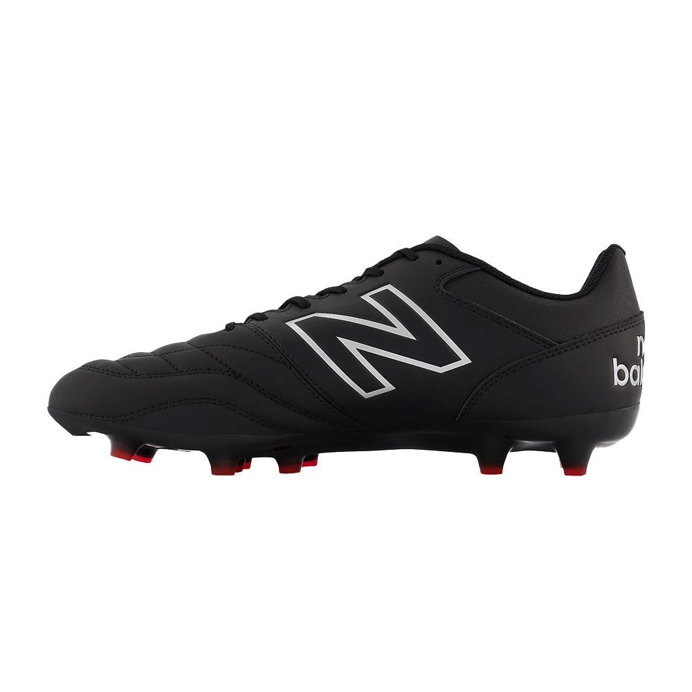 New Balance 442 V2 Team FG 2E Football Cleats for Men - Black/White/Red Soccer Shoes - Wide Width Athletic Footwear for Turf & Field Play
