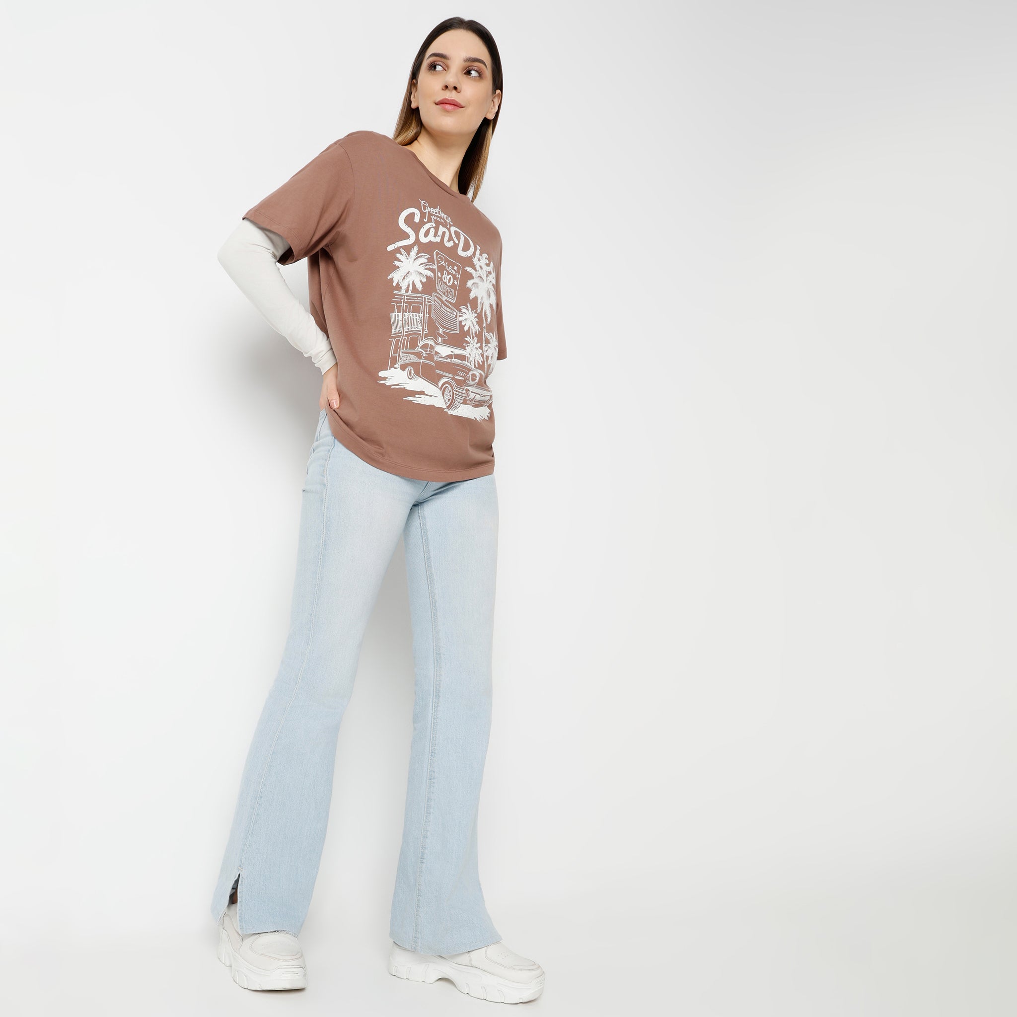 Oversized Graphic Print Round Neck Short Sleeve T-Shirt - Soft Comfortable Cotton Blend Tee for Casual Wear, Street Style & Everyday Outfits