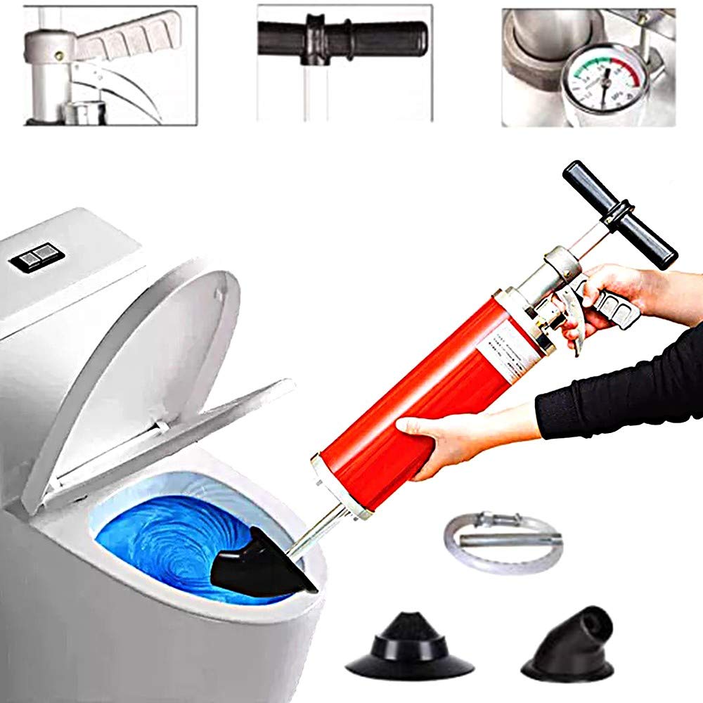 Air Drain Toilet Plunger - High Pressure Sink Plunger & Pipe Cleaner for Bathroom, Kitchen, Shower Drain Clogs | Fast Unclogging Tool for Toilets, Sinks, Bathtubs | Perfect for Home, RV & Apartment Plumbing Emergencies
