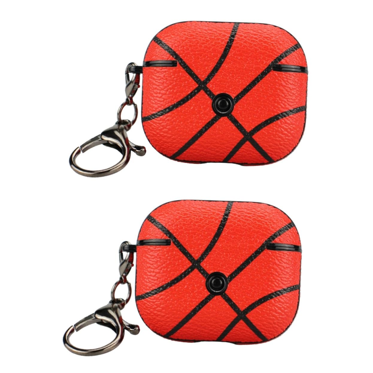 DOITOOL 2 Pack Genuine Leather Headphone Case for AirPods Pro 1/2/3 - Premium Basketball Style Wireless Earbuds Cover with Carabiner Clip (Perfect for Gym, Travel & Sports Enthusiasts)