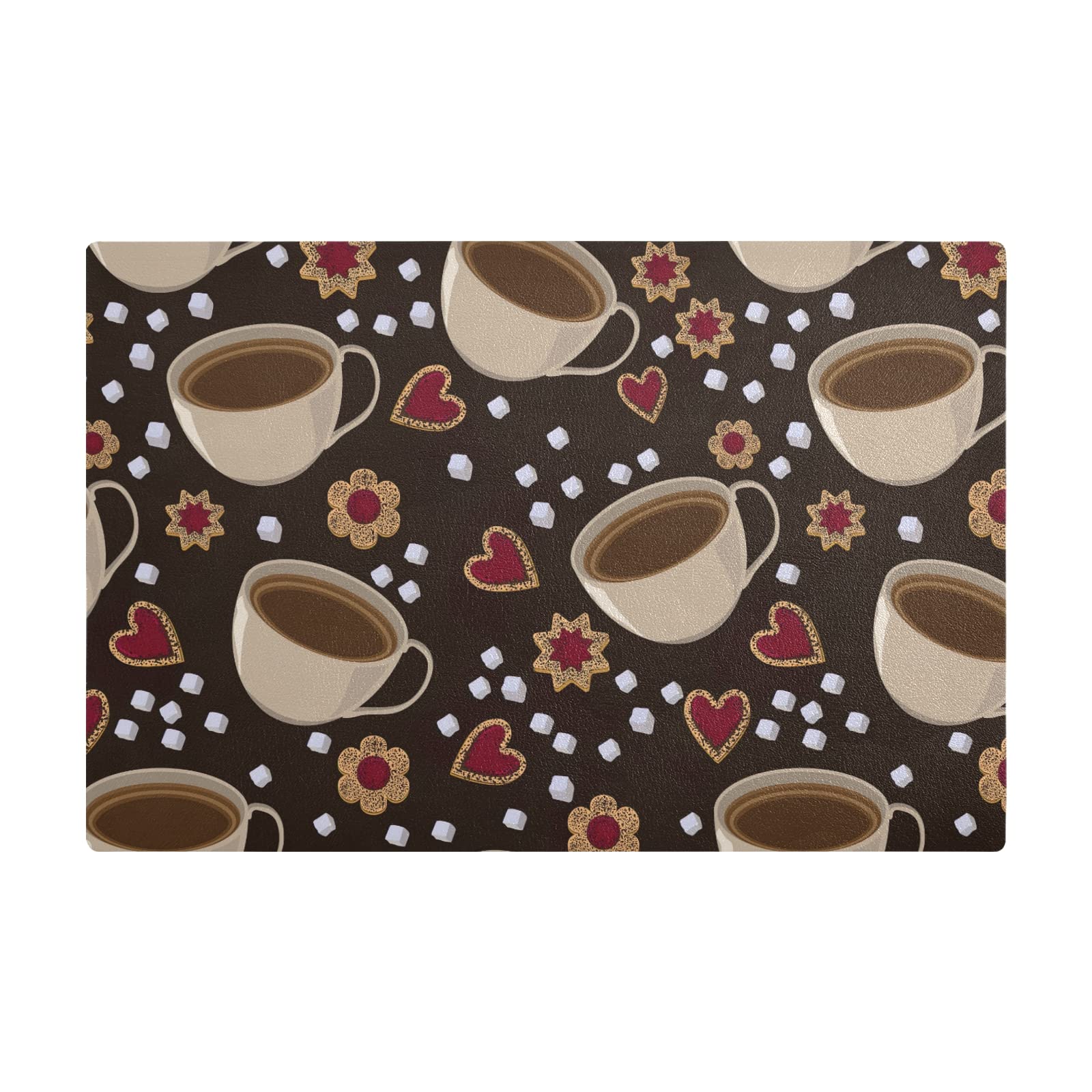Cute Coffee-Themed Leather Bar Mat - Machine Washable Non-Slip Counter Protector for Coffee Station, Kitchen & Office Use