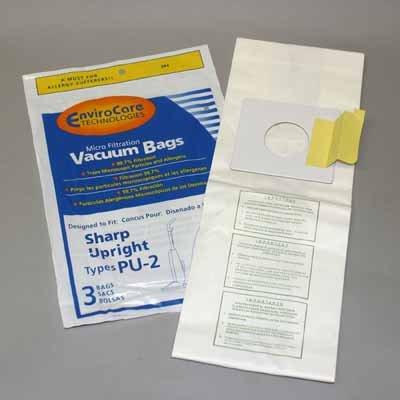 Sharp PU-2 Vacuum Bags - 3 Pack for Home Cleaning