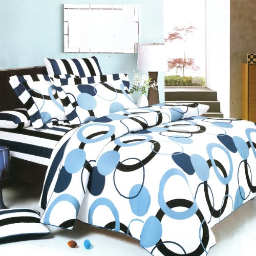 Artistic Blue Cotton Twin Duvet Cover Set - Soft Bedding for Cozy Nights