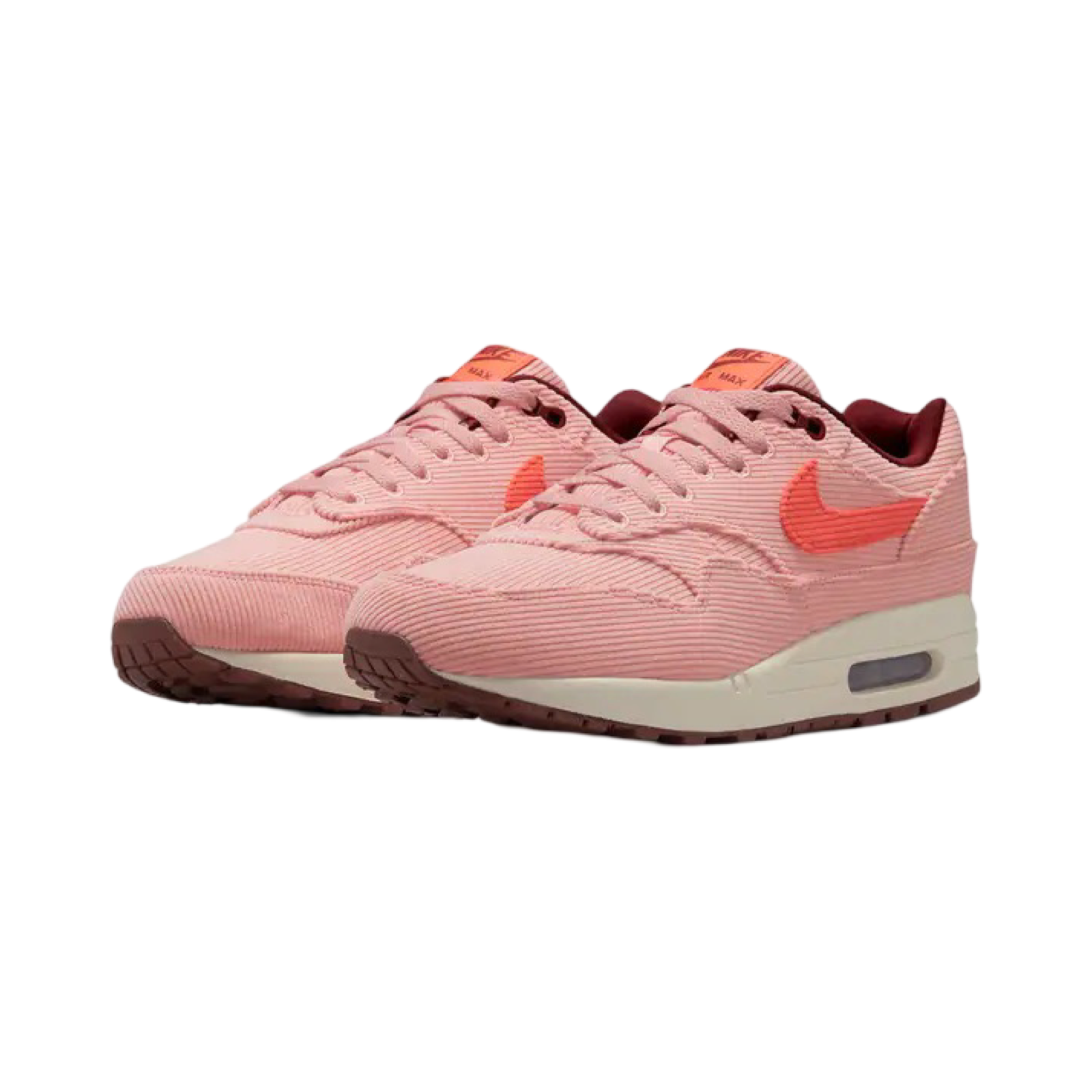 Nike Air Max 1 Premium Corduroy Sneakers - Bright Coral Women's Running Shoes for Jogging & Casual Wear