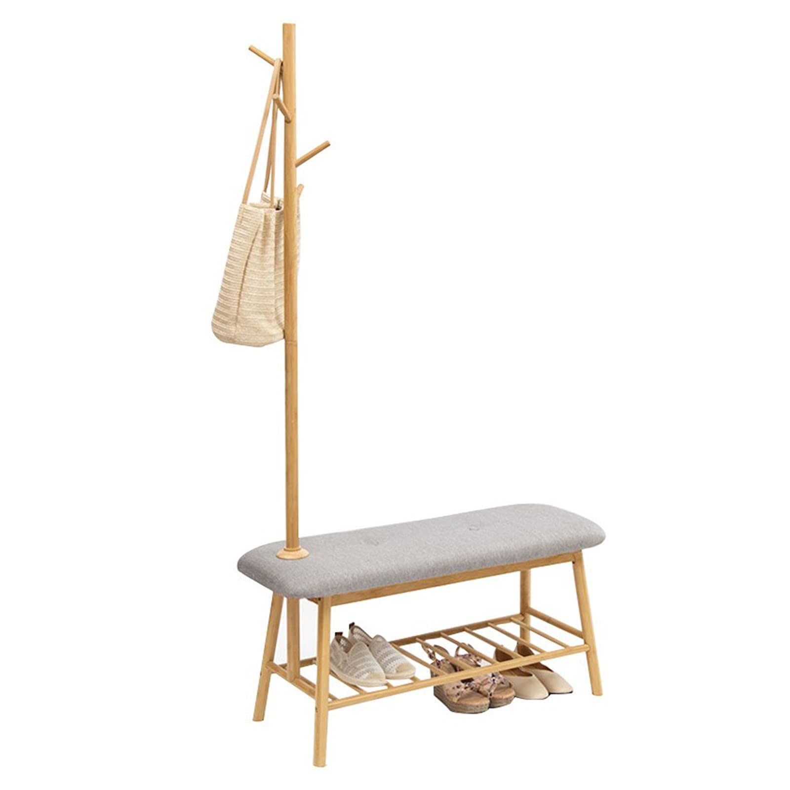 3-in-1 Wooden Coat Rack Shoe Bench Hall Tree with Storage Shelf - Modern Entryway Organizer for Hallway, Bedroom & Living Room - Easy Assembly Home Furniture for Small Spaces & Apartments