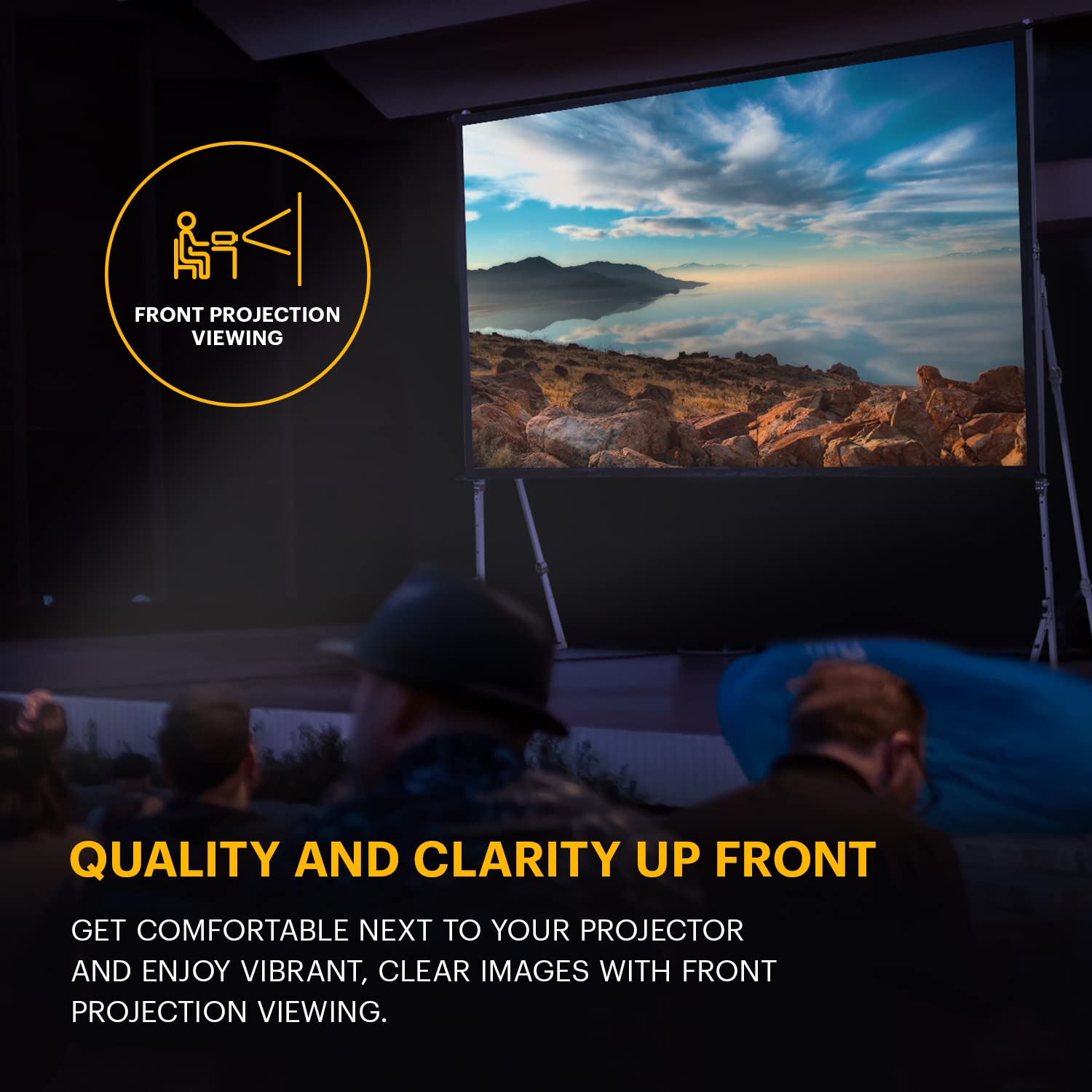 KODAK 150 Inch Portable Pull Down Projector Screen with Stand - Fast Fold White Projection Screen for Indoor & Outdoor Movies, Home Theater, Presentations - Includes Tripod, Stability Kit & Black Storage Case