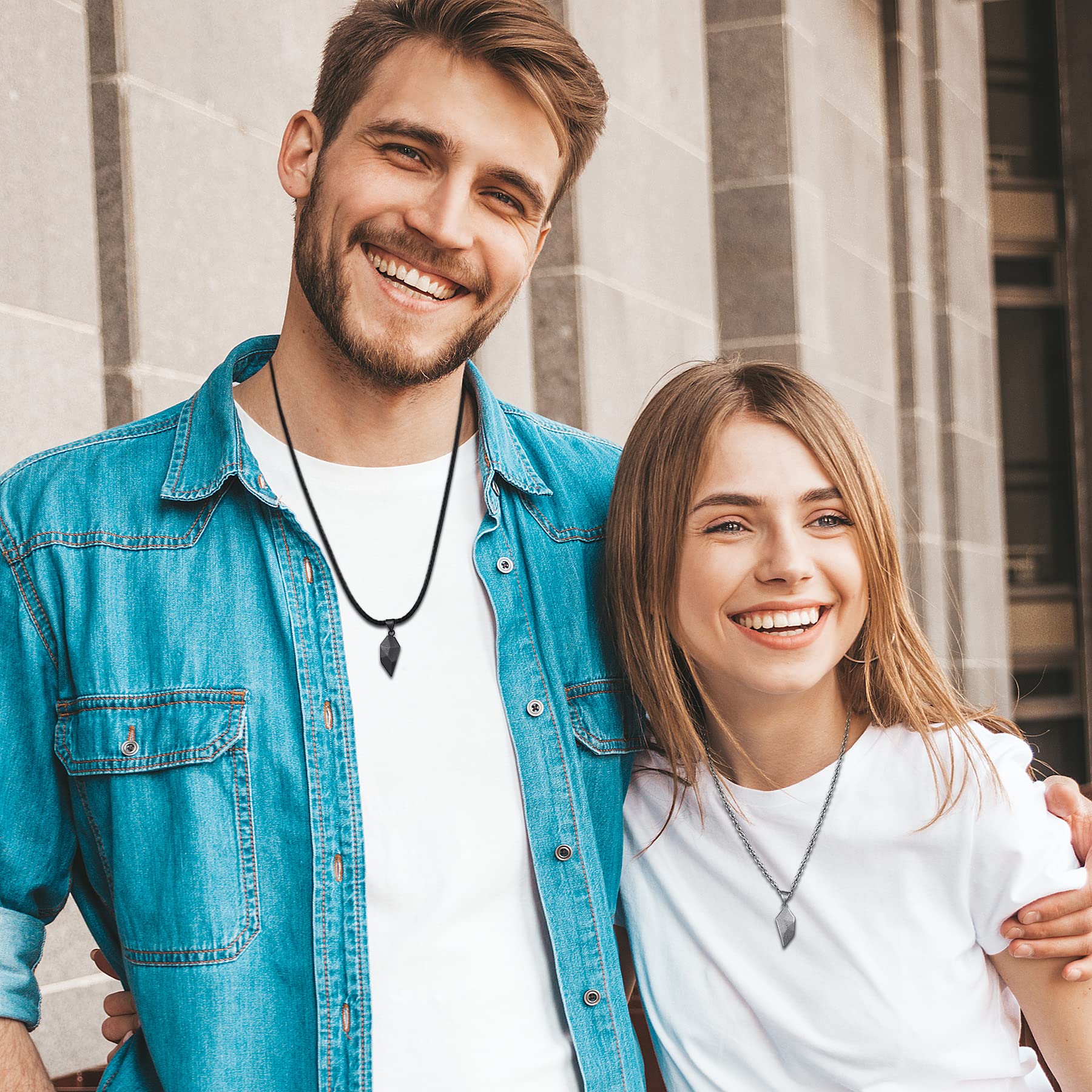**Cupimatch 4 Pcs Heart Couple Matching Necklaces & Bracelets Set - His and Hers Love Pendant Beaded Relationship Jewelry for Anniversaries, Valentine's Day & Romantic Gifts**