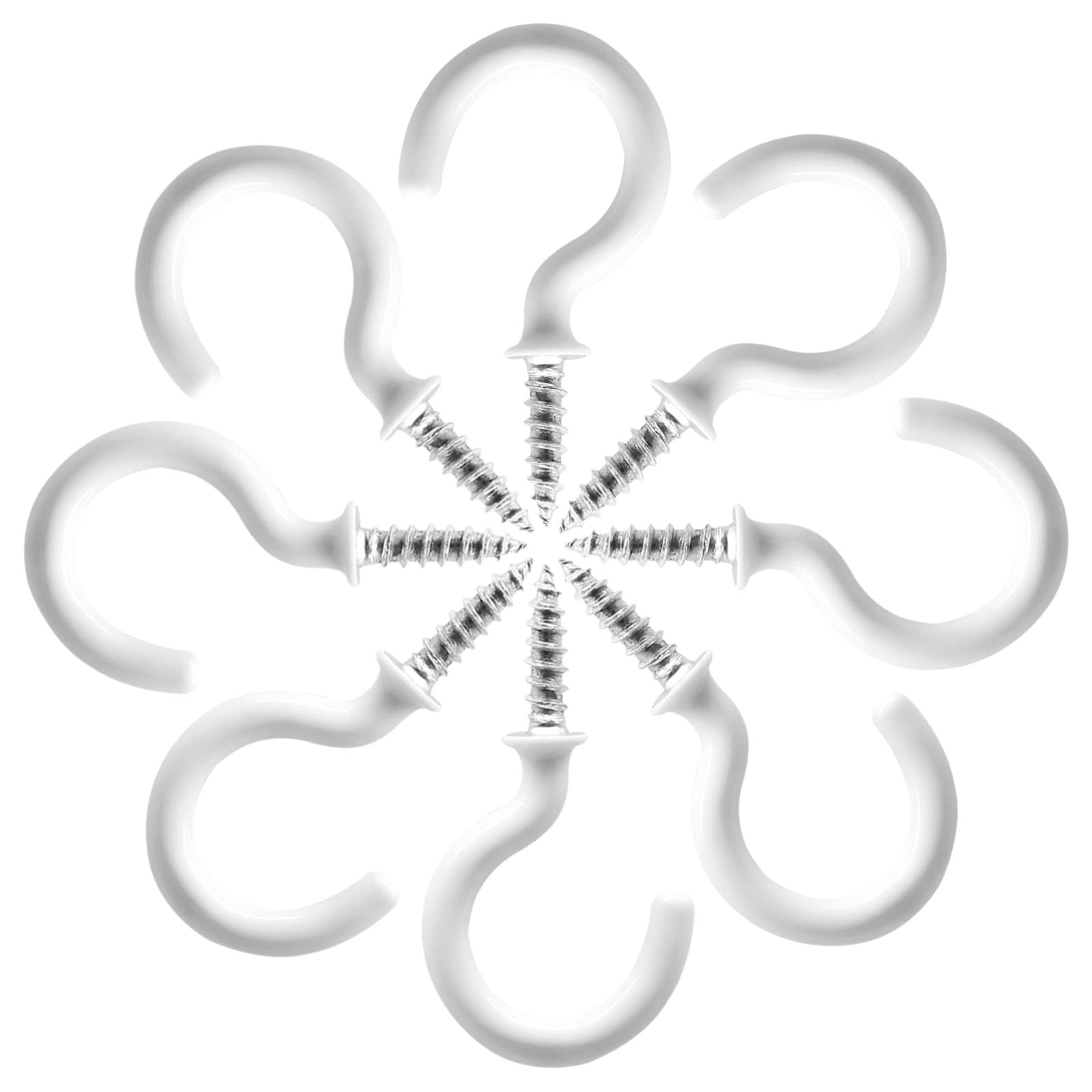 60 Pcs 1 Inch White Ceiling Cup Hooks with Self-Tapping Screws - Heavy Duty Hanging Hooks for Plants, Lights & Home Decor - Perfect for Indoor & Outdoor Use