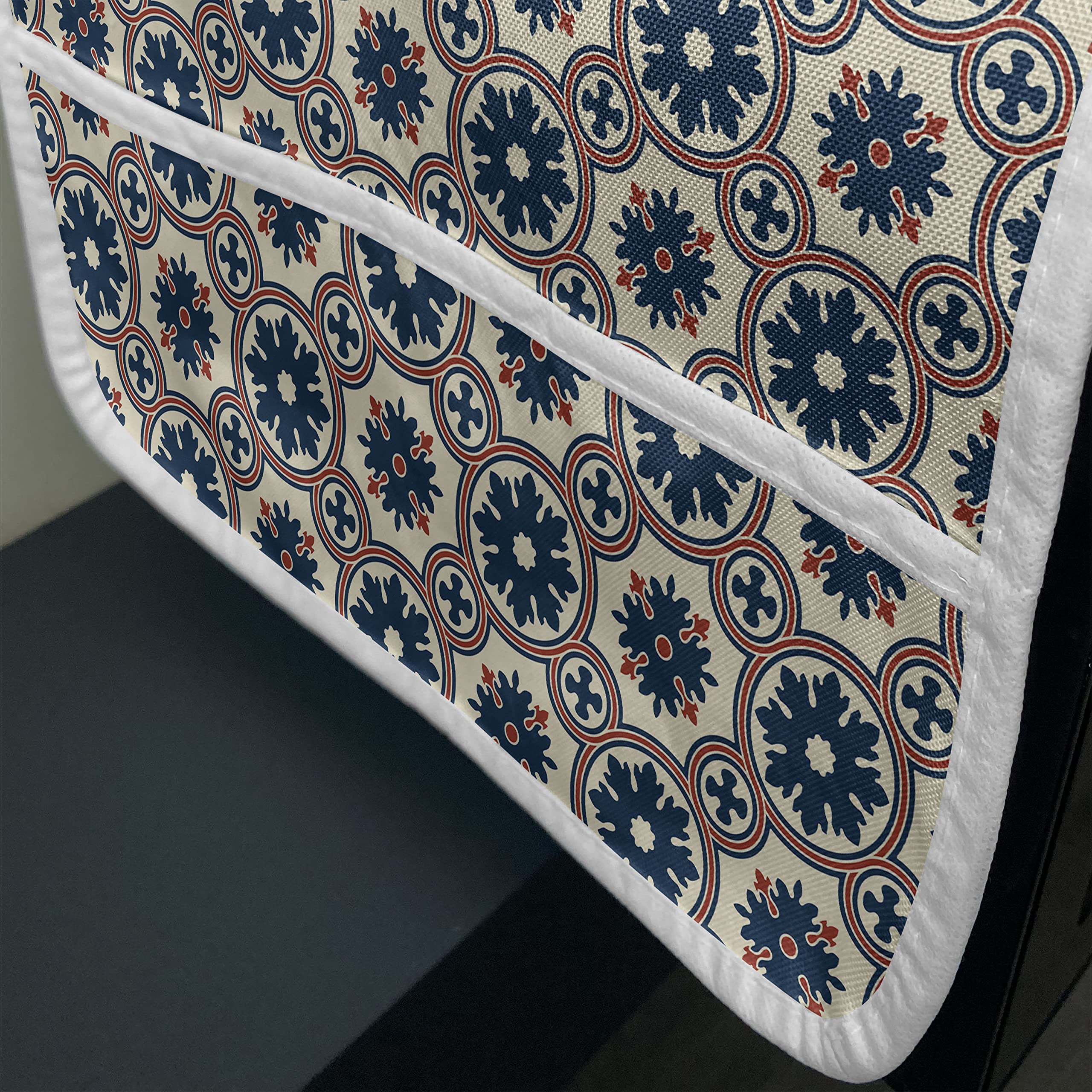 Ambesonne Floral Microwave Cover - Vintage Ornate Silhouette Design, Waterproof Kitchen Organizer with Pockets, 36
