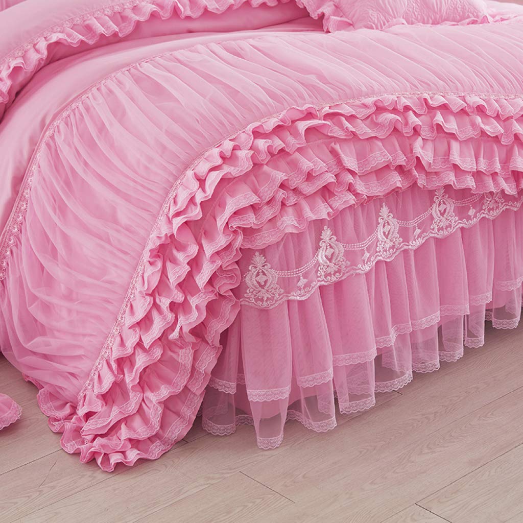 Princess Lace Bedding Set for Girls - Dreamy Red Ruffle Duvet Cover with Bedskirt | Twin, Full & Queen Size | Perfect for Kids Bedroom Decor & Sleepover Parties