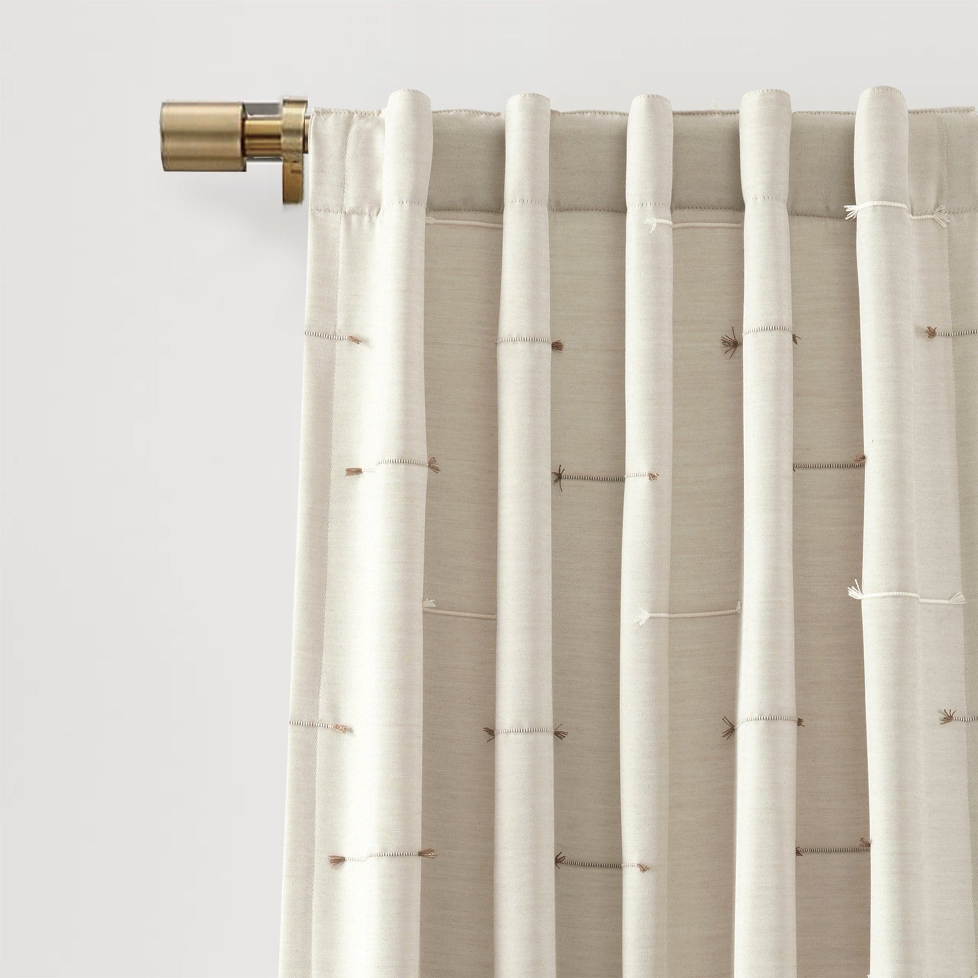 Boho Stripe Clip Jacquard Window Curtain Panel Set - Elegant Room Dividers & Stylish Home Decor for Living Room, Bedroom, Nursery